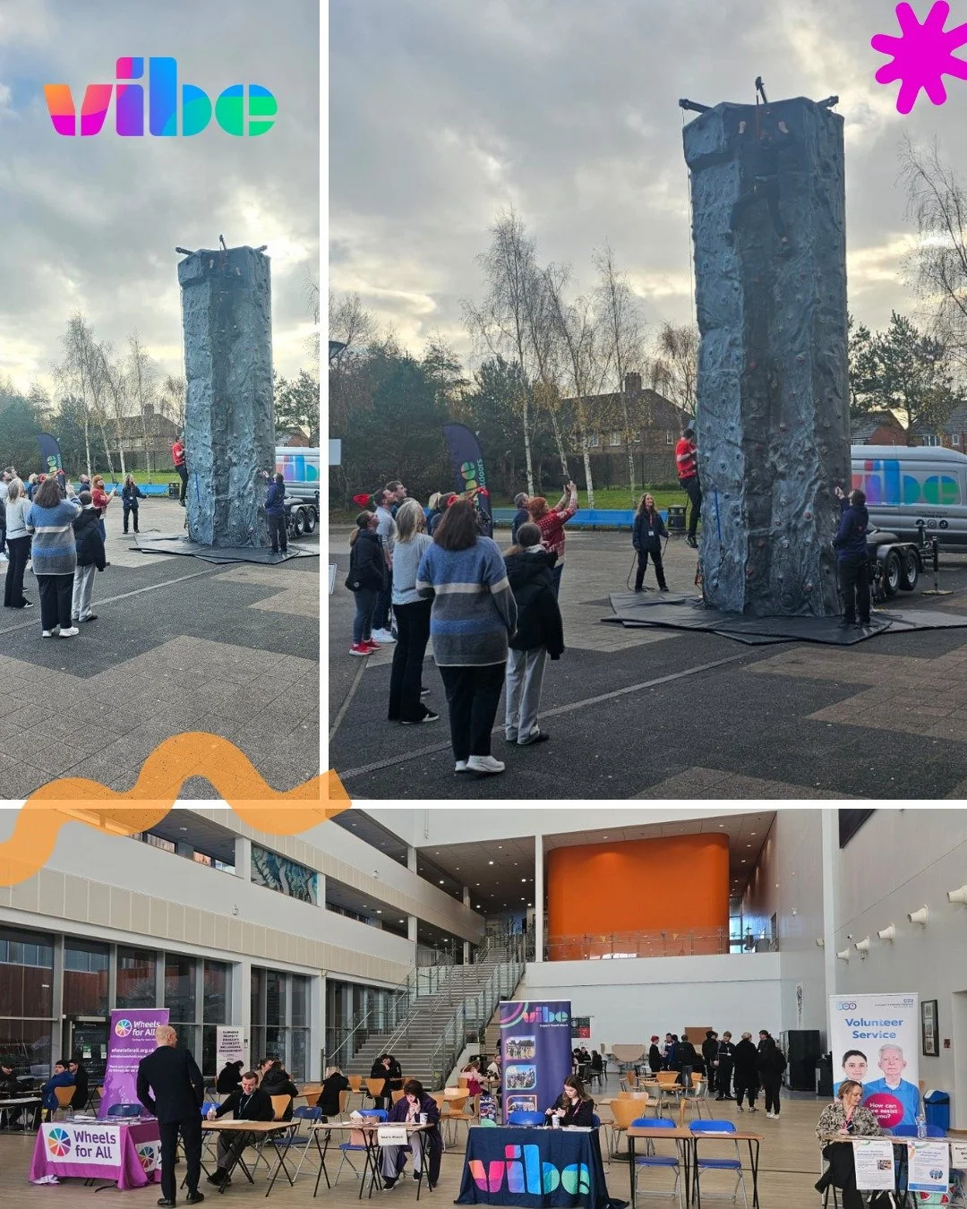 🧗&zwj;♀️🔥 Climb high. Give back. Make an impact.
Today our Vibe team were at Knowsley College recruiting new volunteers, and letting students try out our super climbing wall!
With International Volunteer Day just around the corner, there&rsquo;s no
