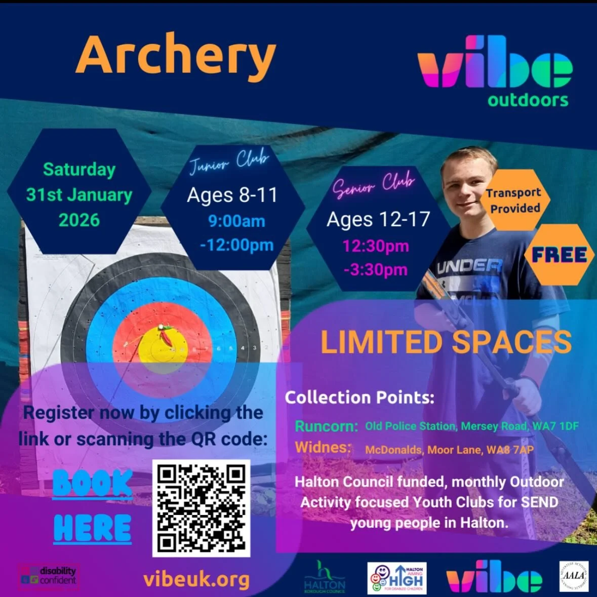 Our next Halton Short Breaks Outdoors session is taking place on Saturday 31st January and features Archery! 

To book your place follow: https://www.eventbrite.co.uk/o/77664058323
(link in bio)

This is only available for SEND young people aged 8-17
