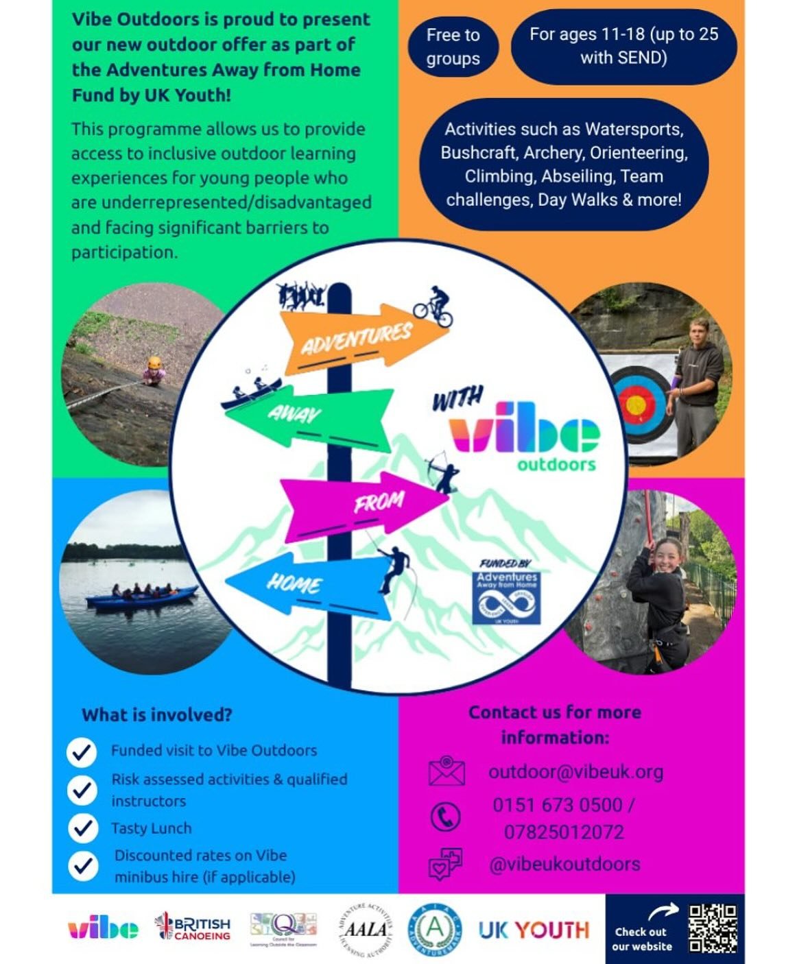 We have an amazing opportunity for groups!!! If you are interested in coming to #VibeOutdoors for an amazing FUNDED outdoor experience, please complete the &lsquo;Adventures Away from Home&rsquo; survey in our bio! 

If you have any questions please 