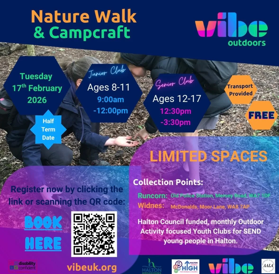 Our next Halton Short Breaks Outdoors session is taking place next Tuesday 17th February and features a nature walk and campcraft! 

To book your place follow: https://www.eventbrite.co.uk/o/77664058323
(link in bio)

This is only available for SEND 