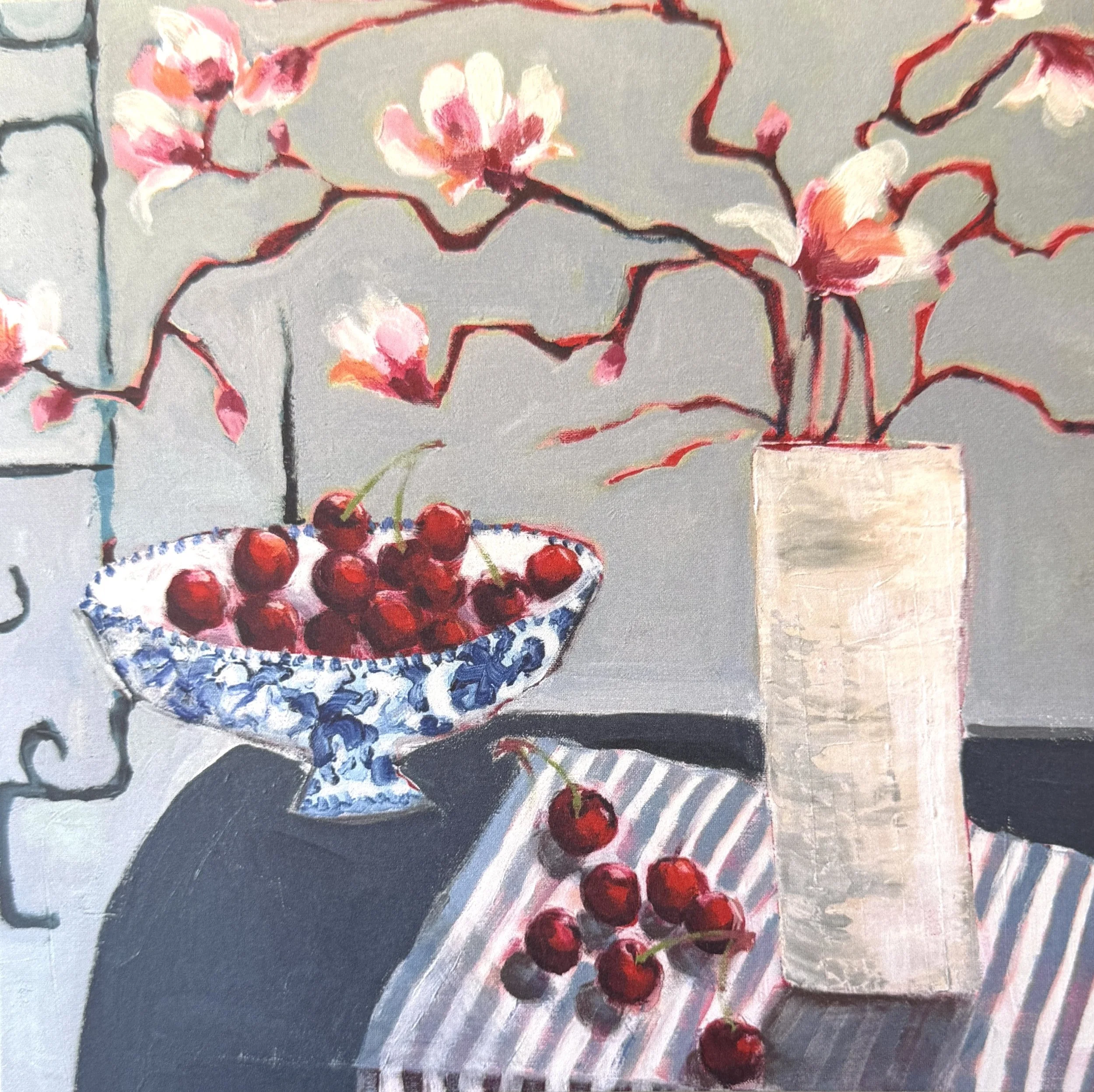 'Magnolia and Cherries' Art Greetings Card