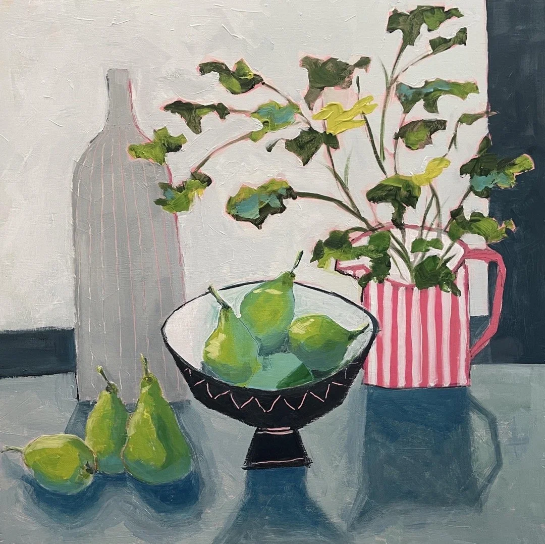 Stripe Jug and Pears