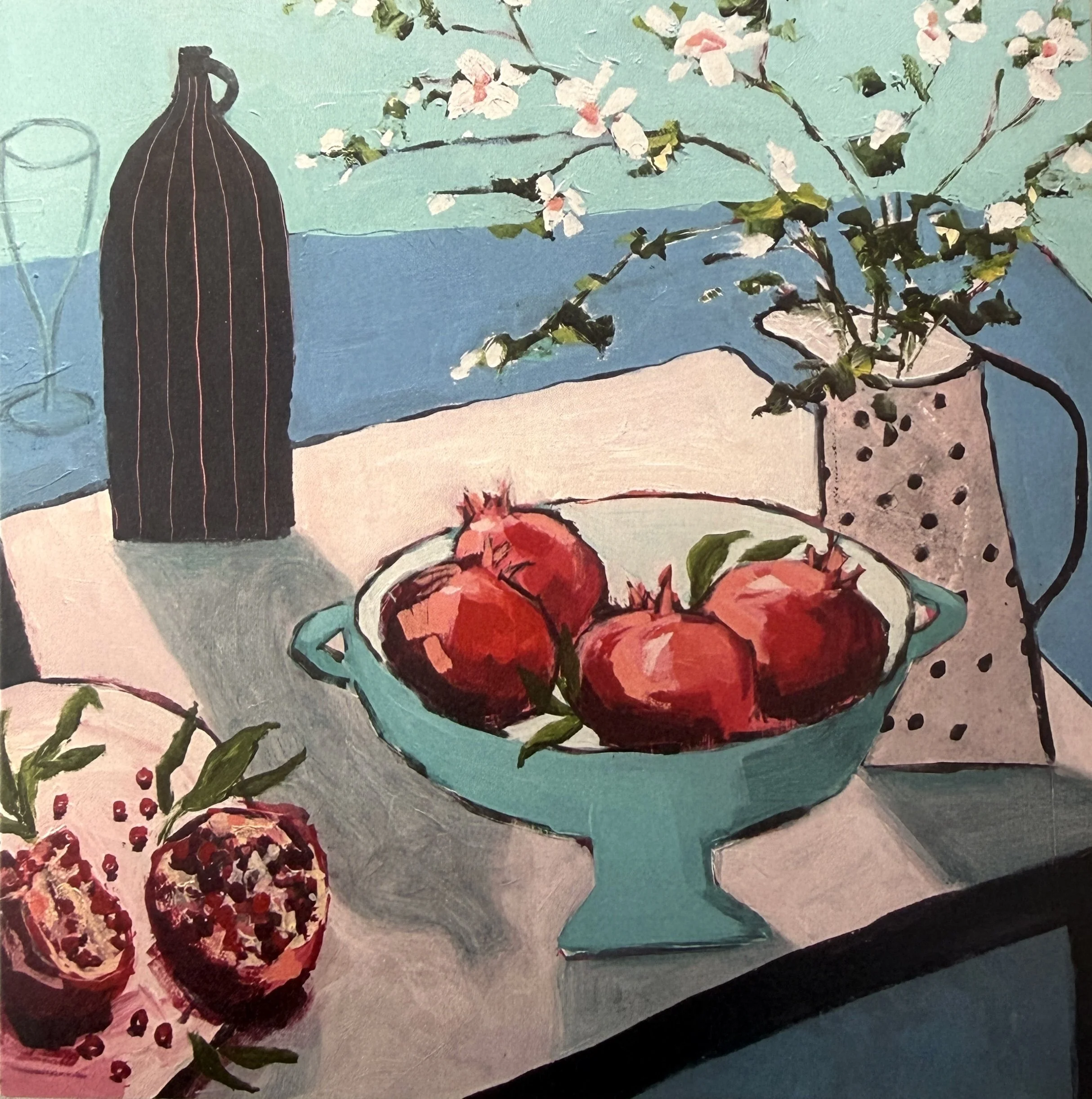 'Pomegranates and Blossom' greetings card