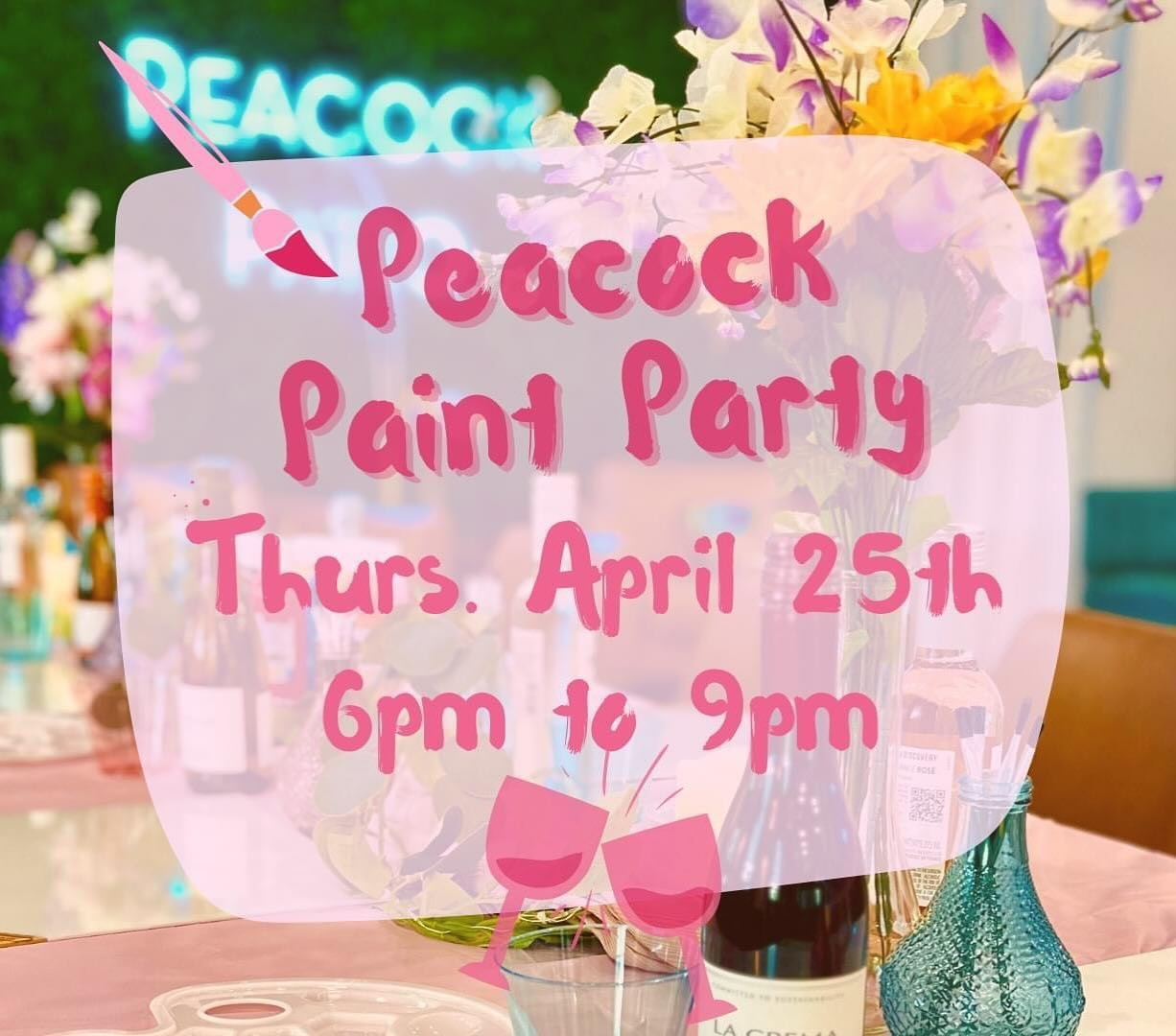 Get ready to unleash your inner artist at our paint party this Thursday! 🎨🎉 Purchase a drink and join in the fun-filled creativity. Limited supplies are available, or feel free to bring your own. Let&rsquo;s get colorful together! 🦚