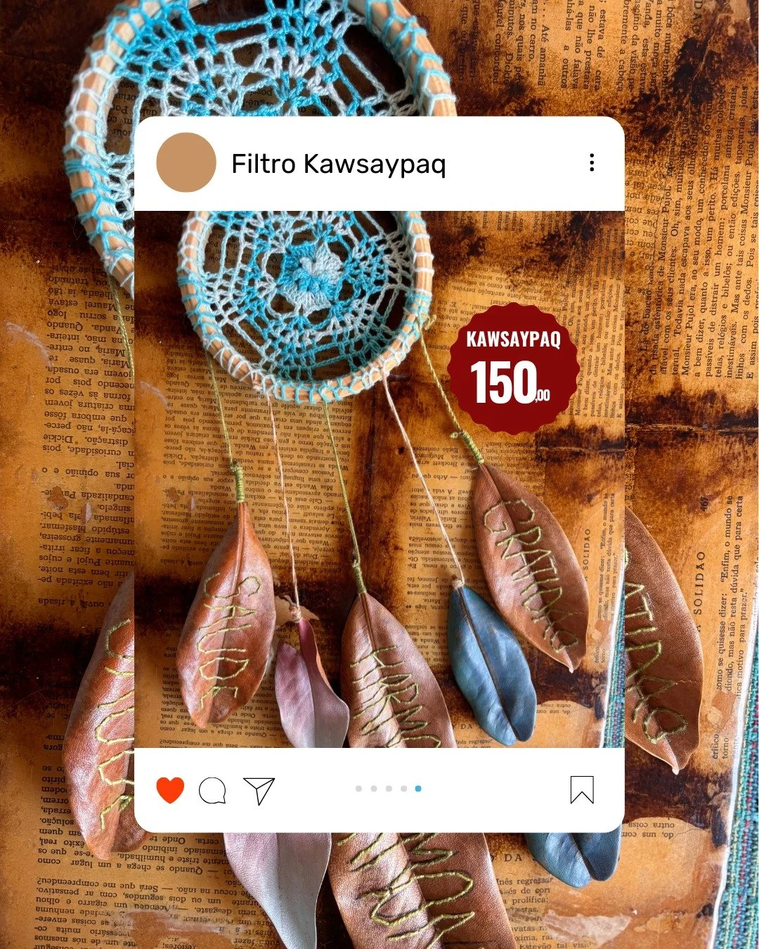 Imagine um filtro dos sonhos que exala a beleza da natureza em cada detalhe, feito com carinho e alma. 

Um arco de madeira com hist&oacute;ria, talvez um galho que ganhou nova vida ou um peda&ccedil;o de madeira de demoli&ccedil;&atilde;o, lixado su