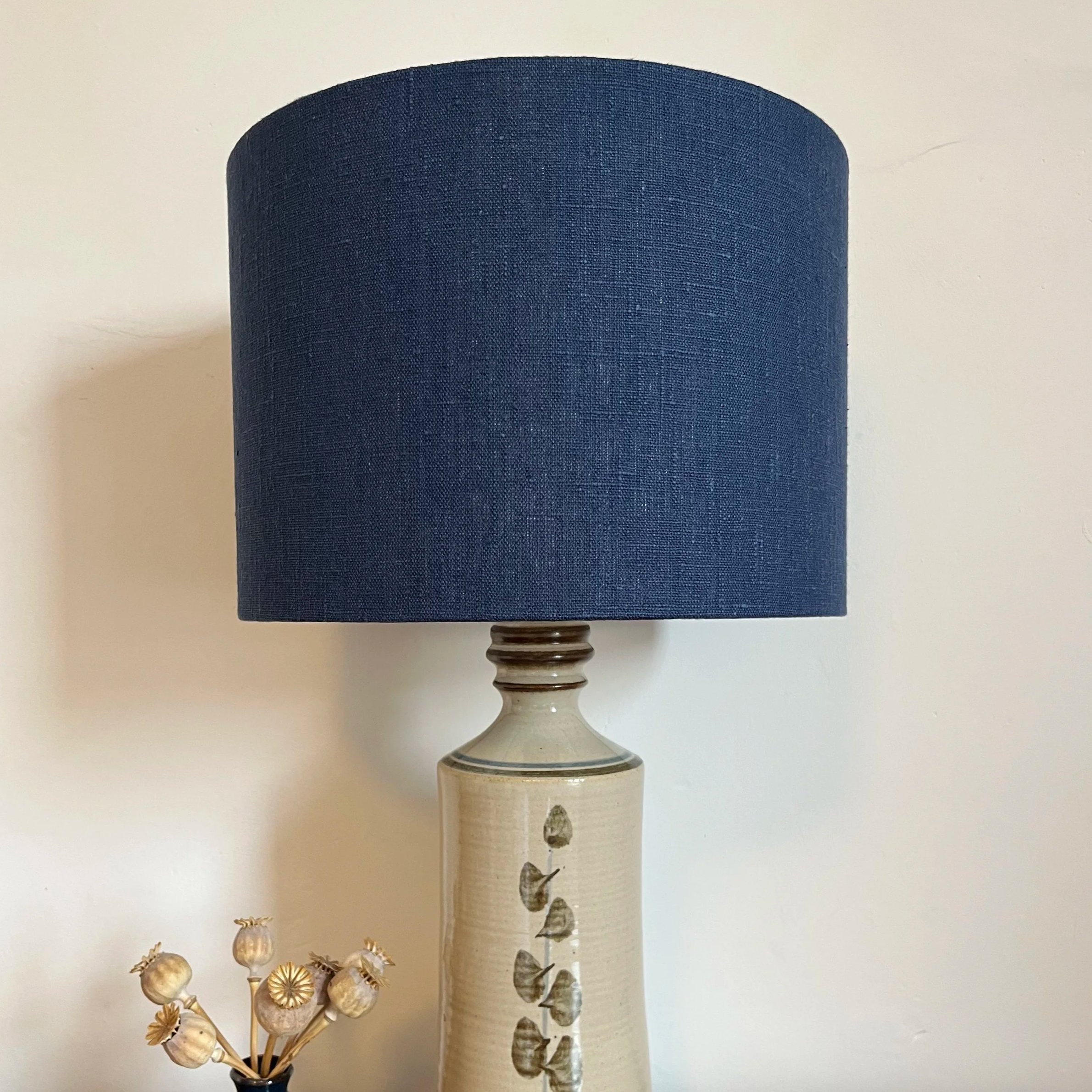 Navy Blue Linen Lampshade
