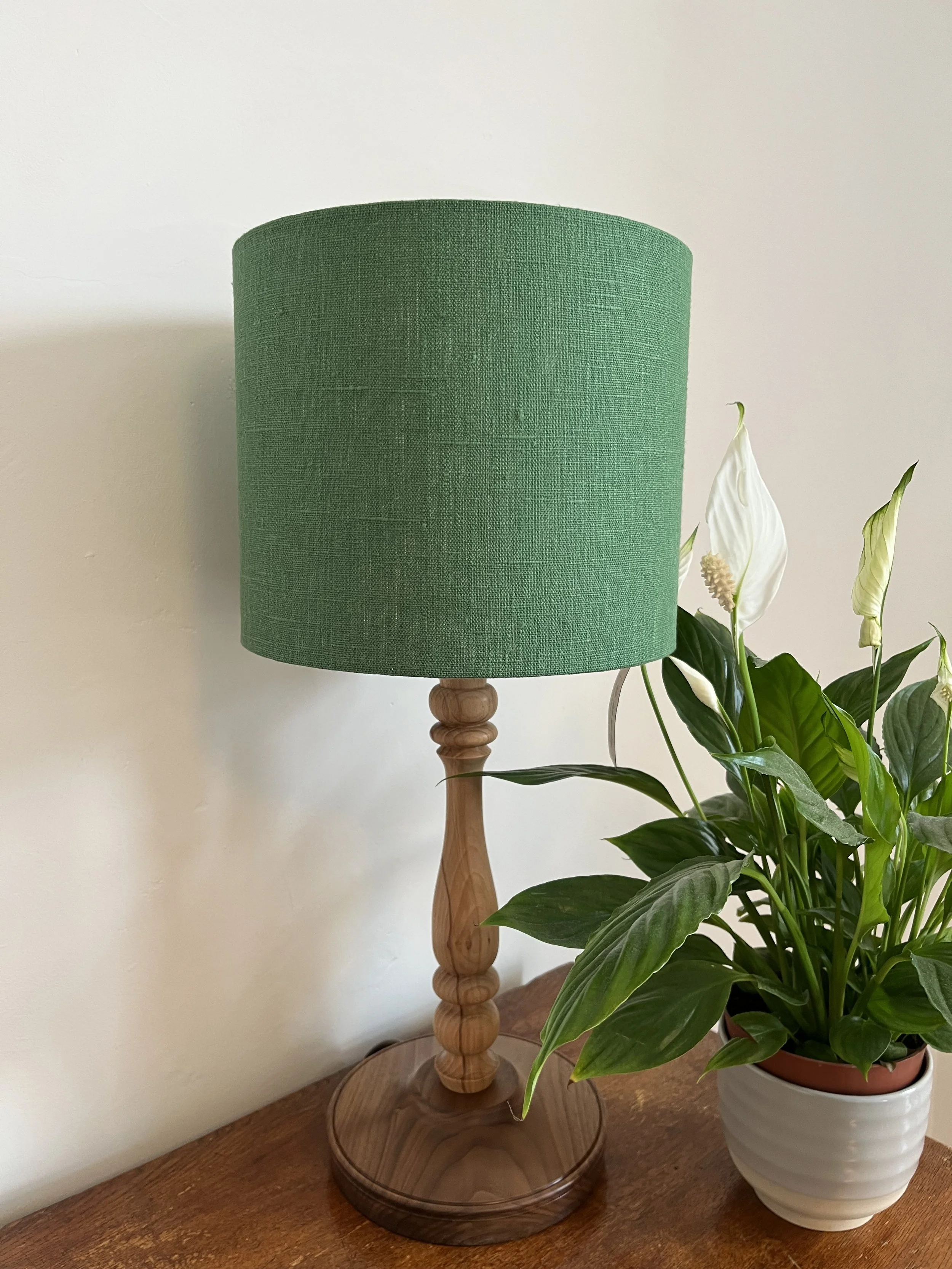 Emerald green linen lampshade.JPG