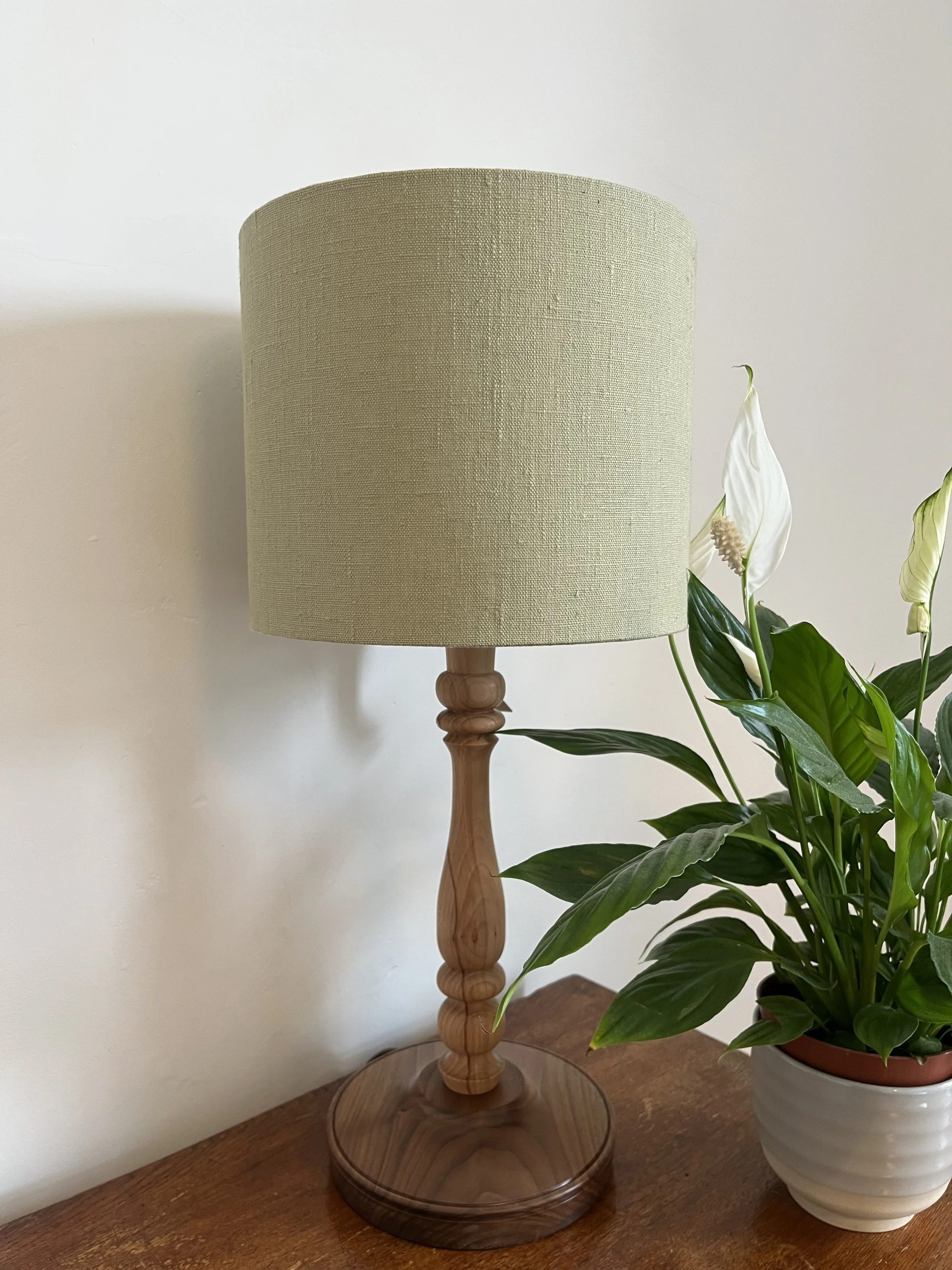 Sage green linen lampshade.JPG