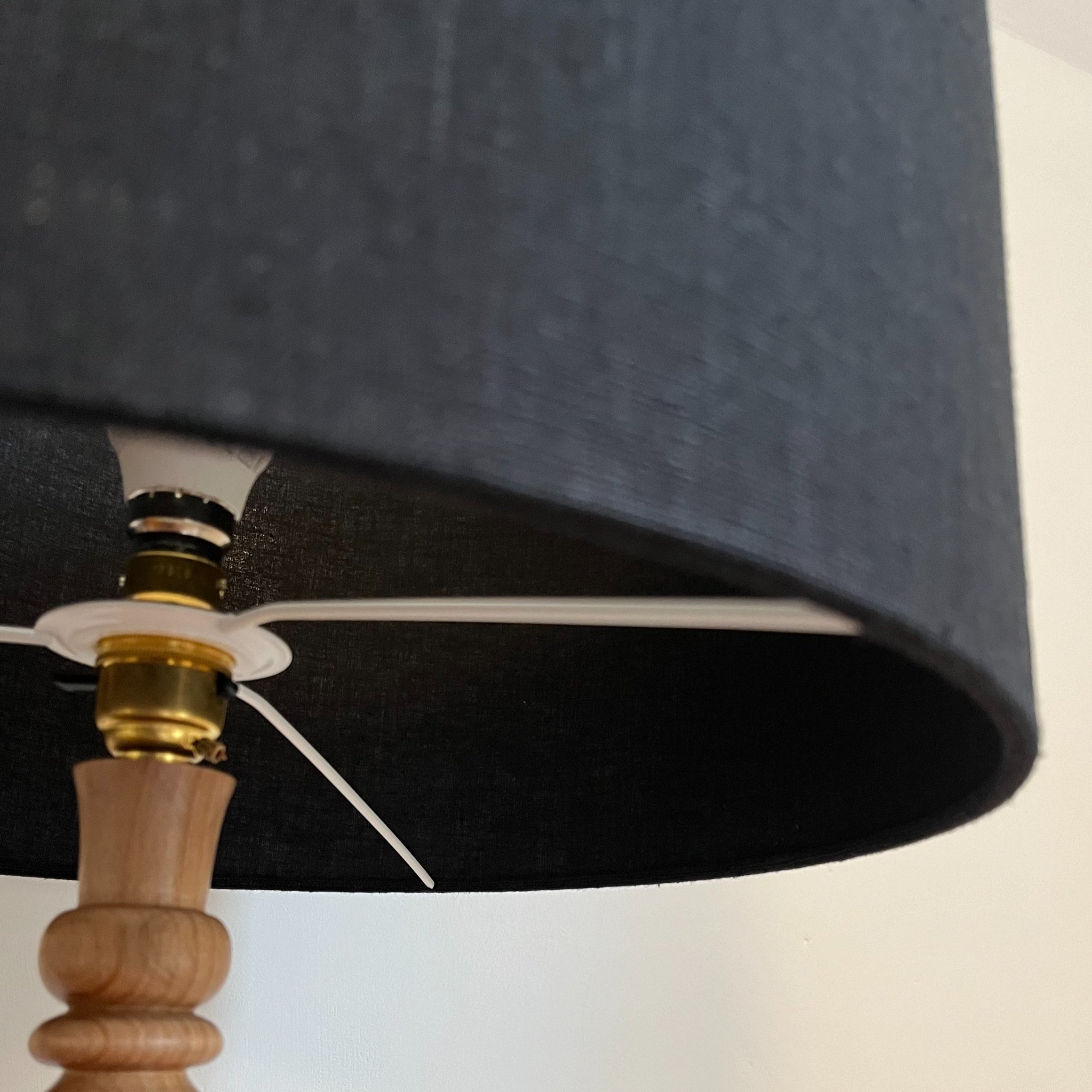 Black linen lampshade with black cotton lining