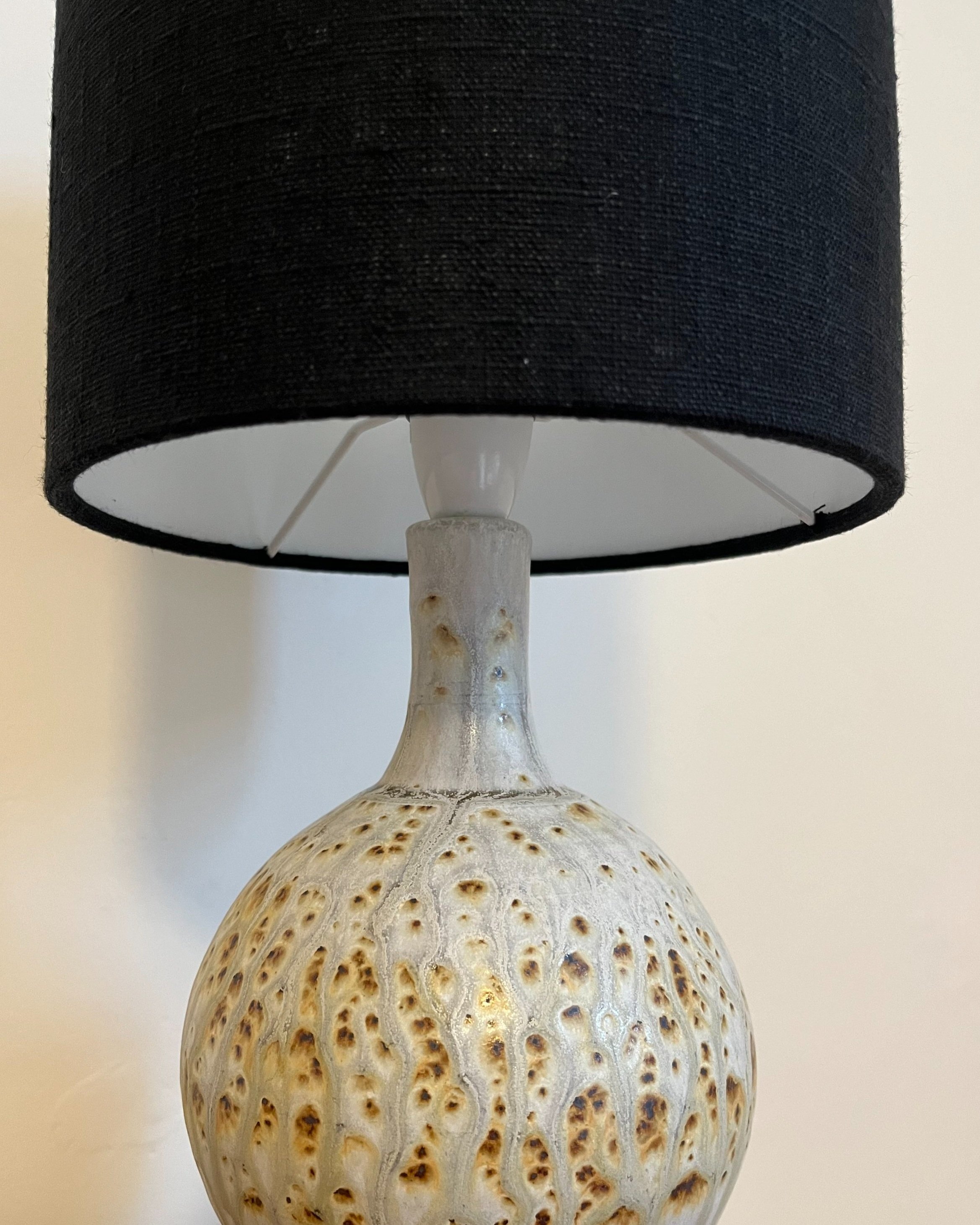 Black linen drum shaped lampshade