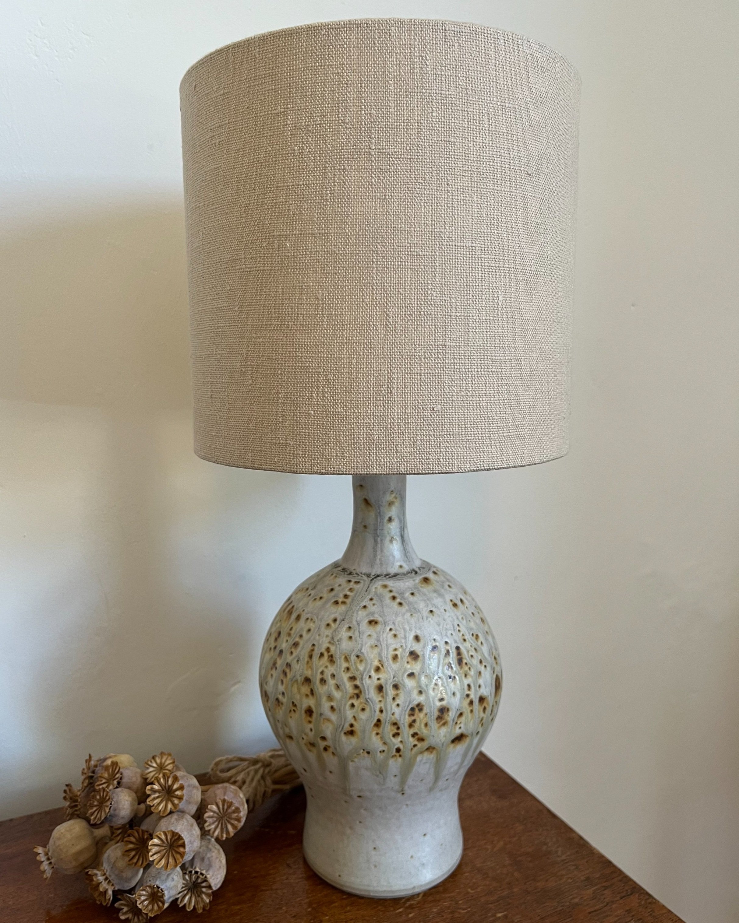 Pale sand colour linen lampshade for lamp or ceiling pendant light