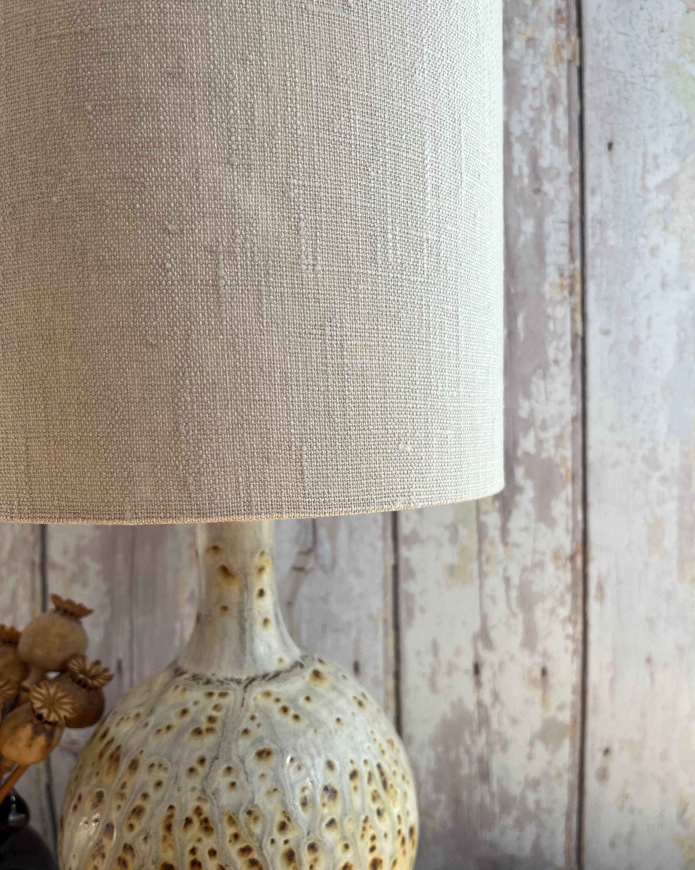 close up of pearl grey linen lampshade