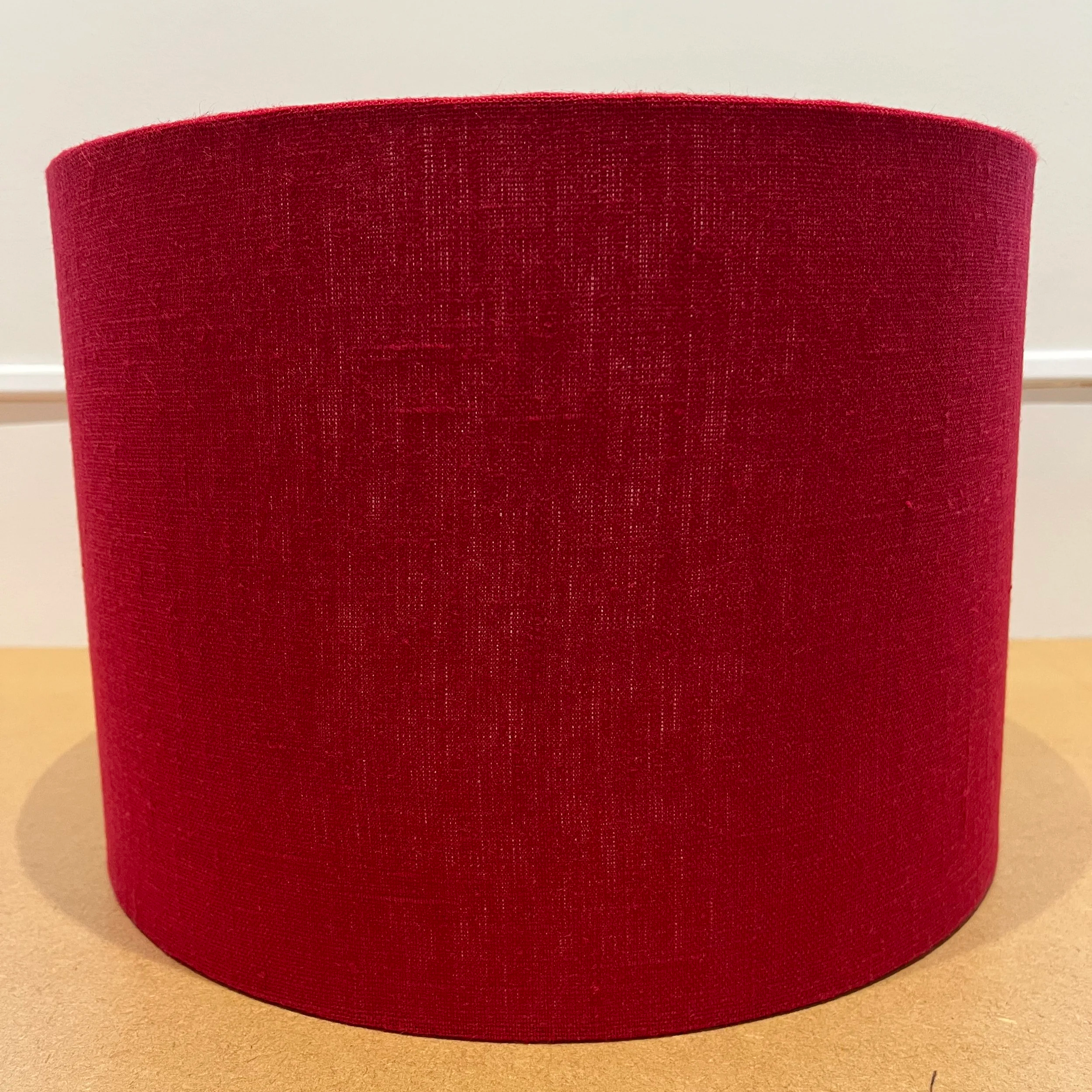 scarlet red linen drum lampshade