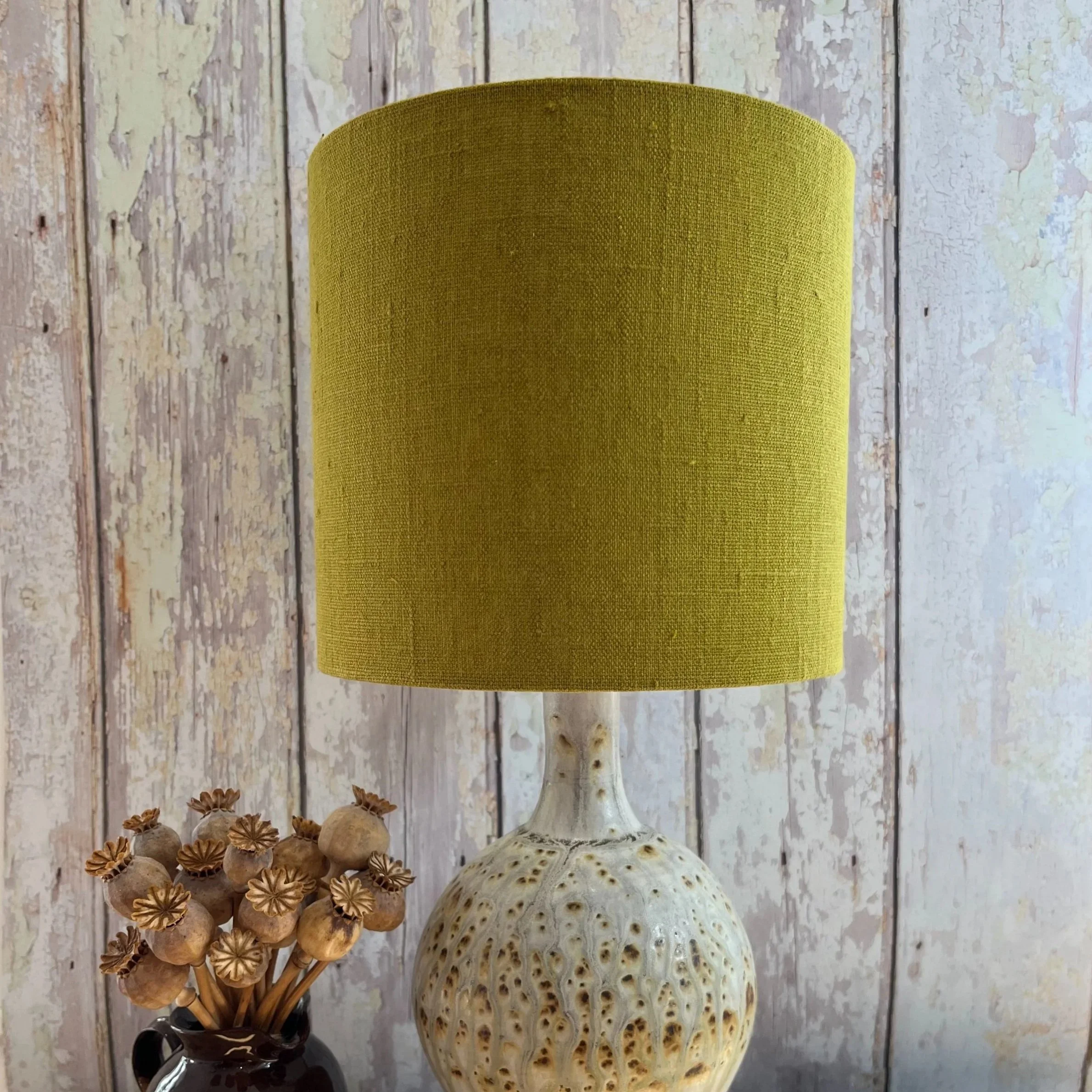 Olive Green Linen Lampshade