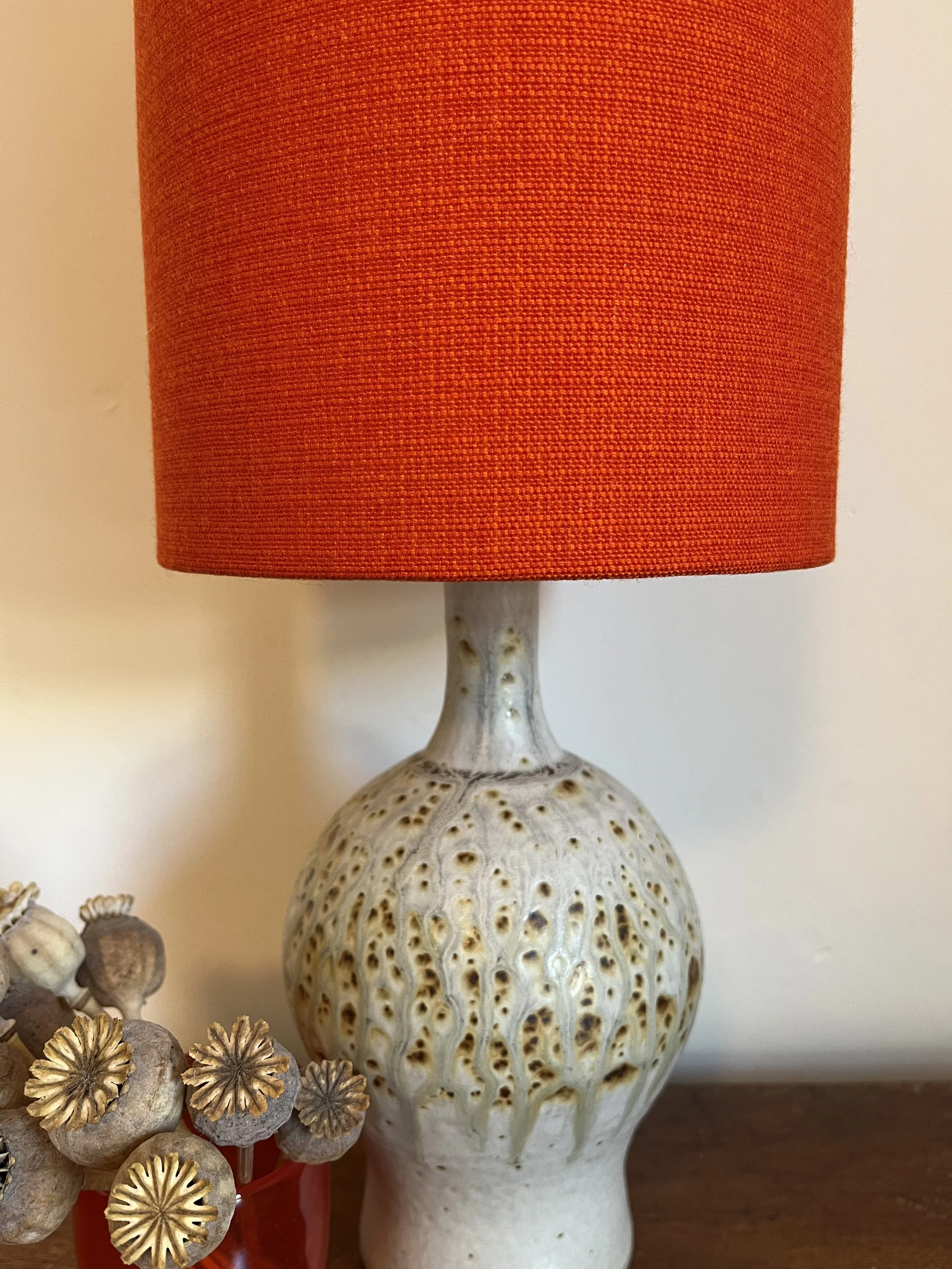 Vintage fabric orange lampshade (2).JPG
