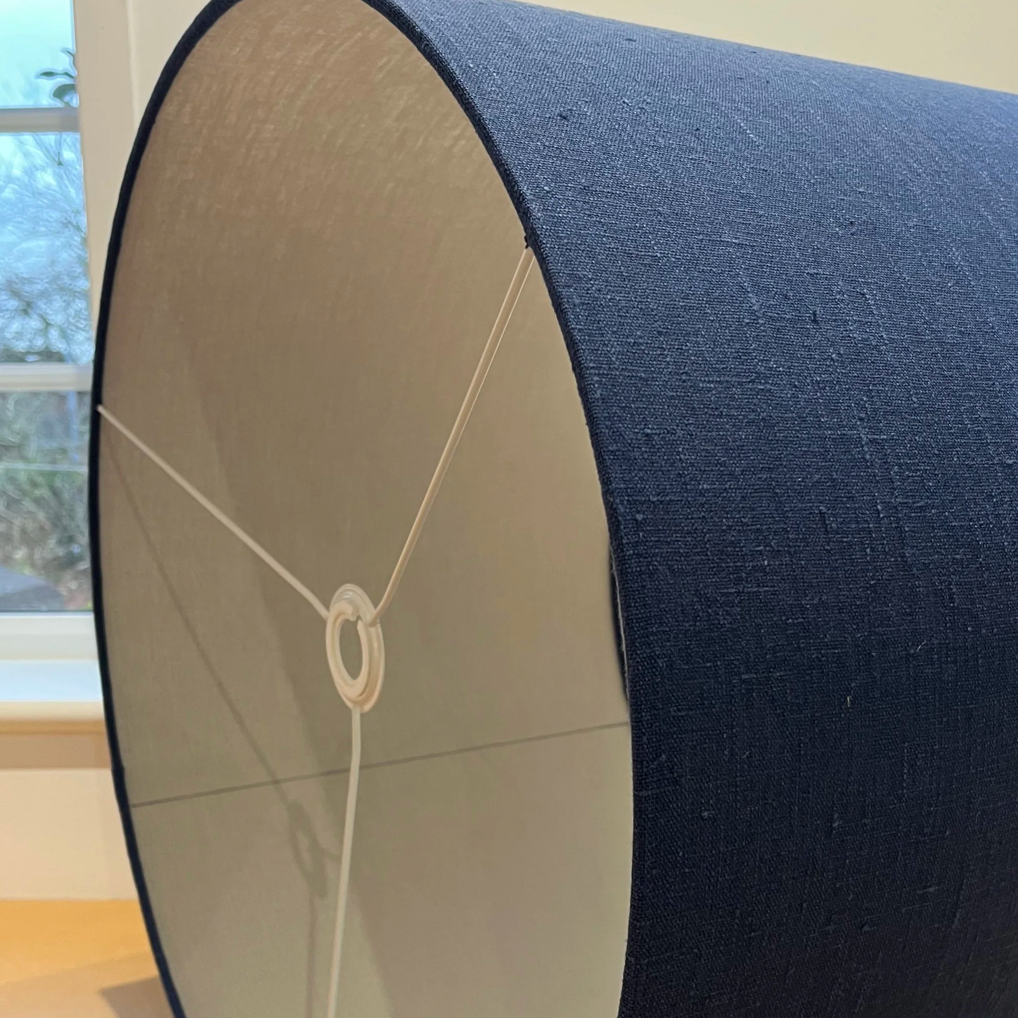 Navy linen drum lampshade