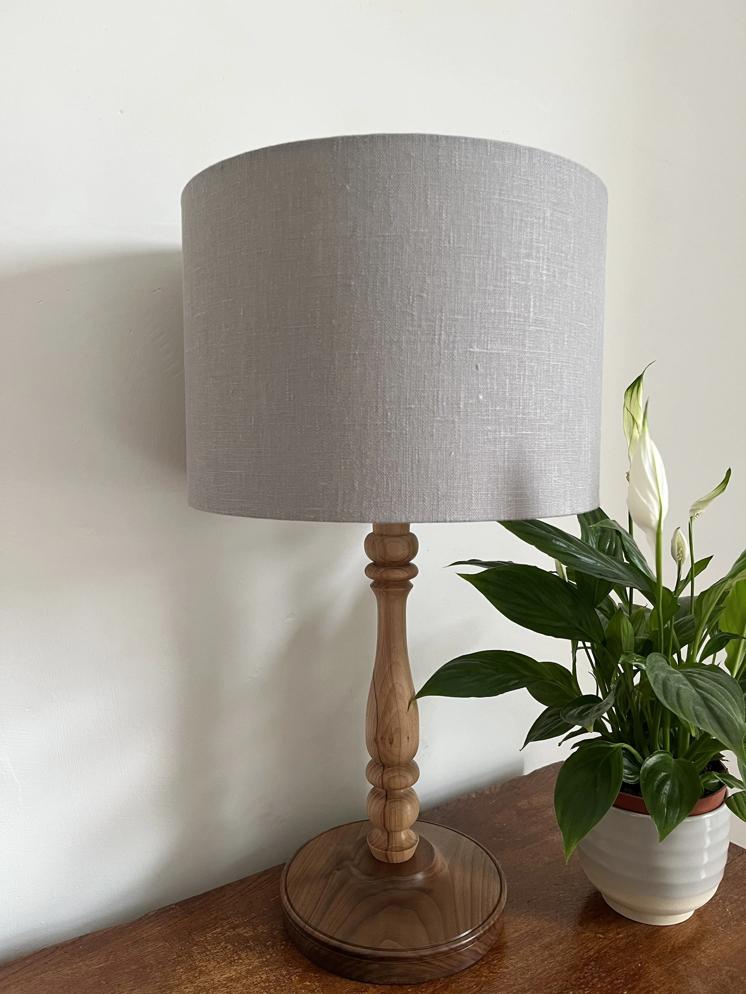 Grey linen lampshade, readymade.JPG
