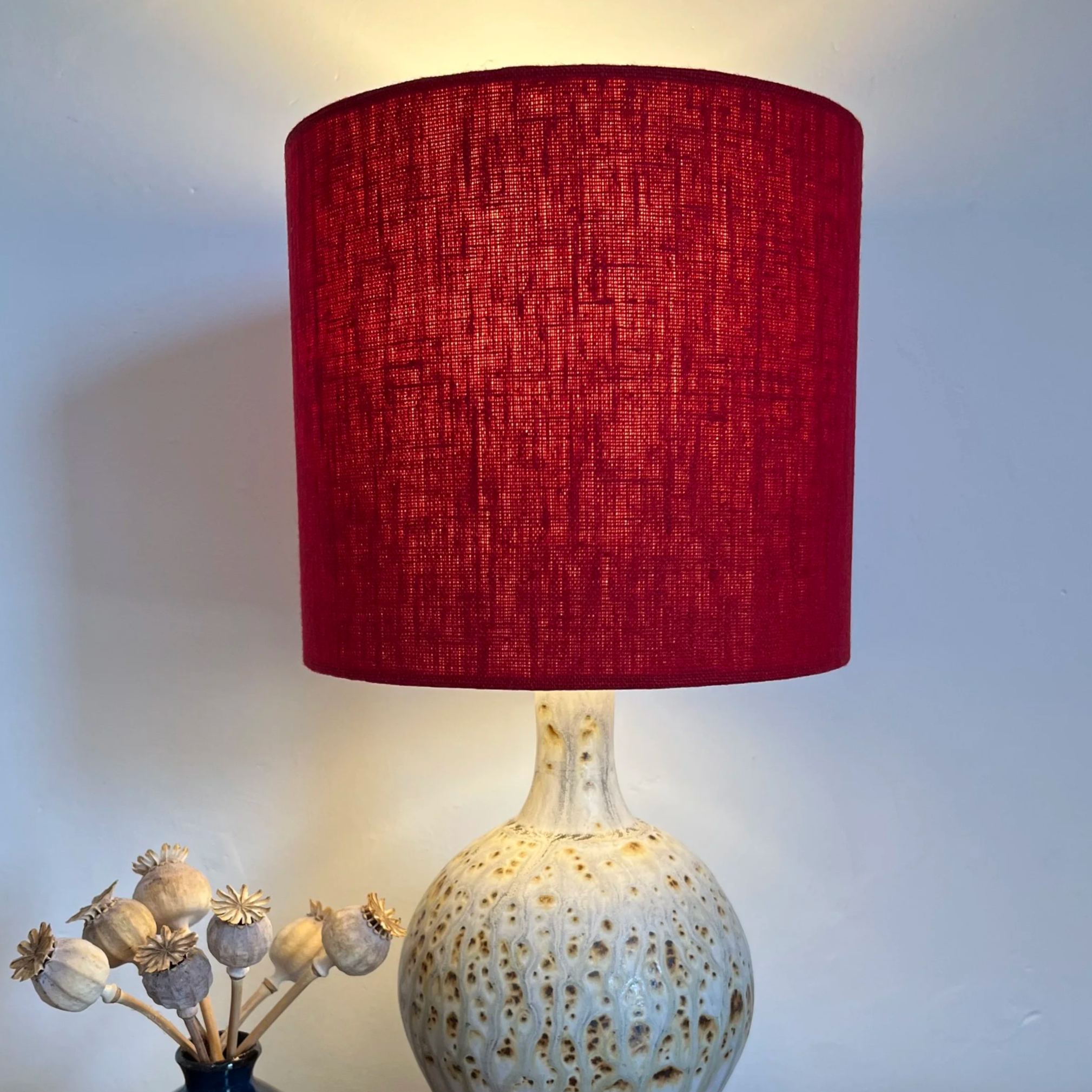 Scarlet Red Linen Lampshade