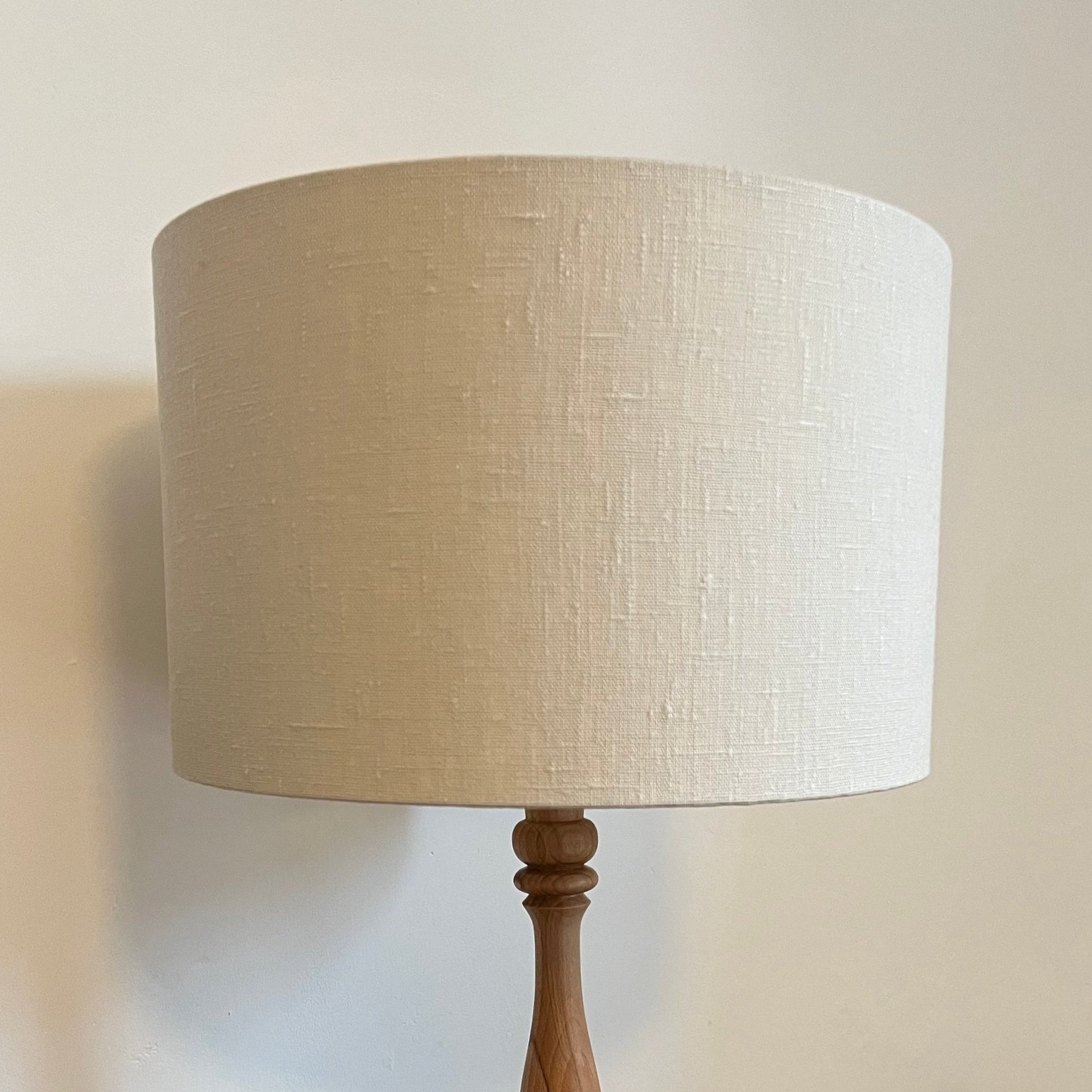 Cream, chalk linen lampshade with cream lining