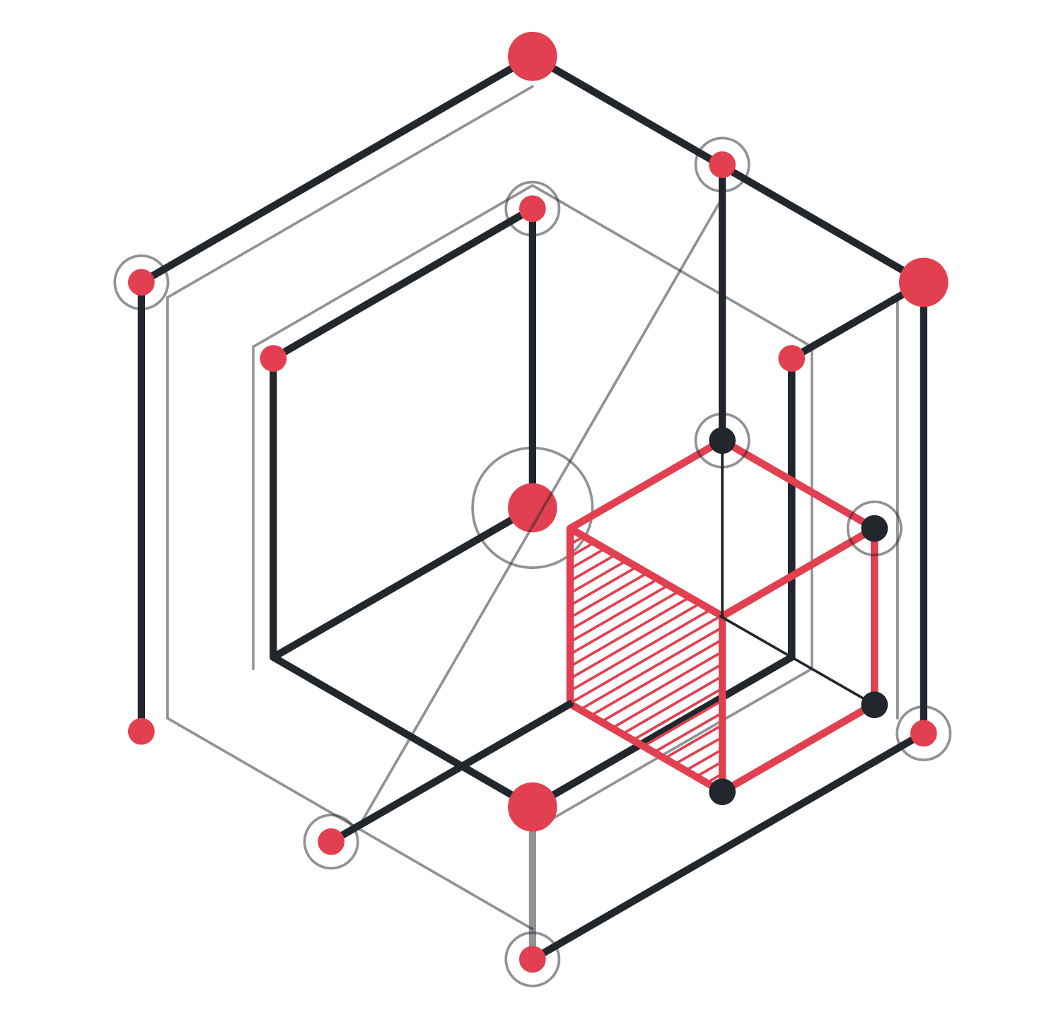 An abstract polygonal representation of a tesseract