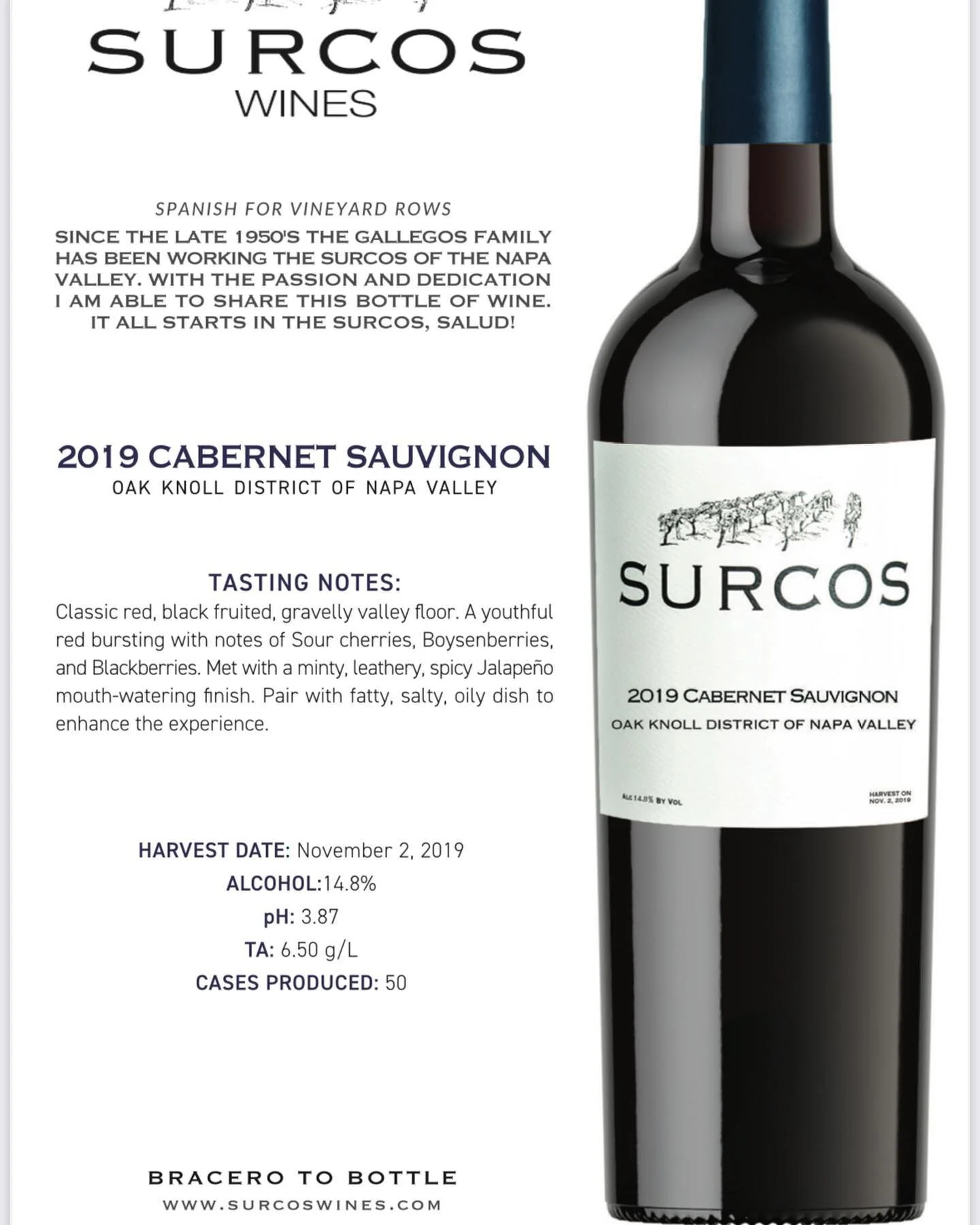 Starting off the new year good! I would like to say a big thank you to Bacchus and Venus of Sausalito for allowing our 2019 Cabernet Sauvignon to be part of their January wine club. Over 200 people will be able enjoy our almost sold out Cabernet Sauv