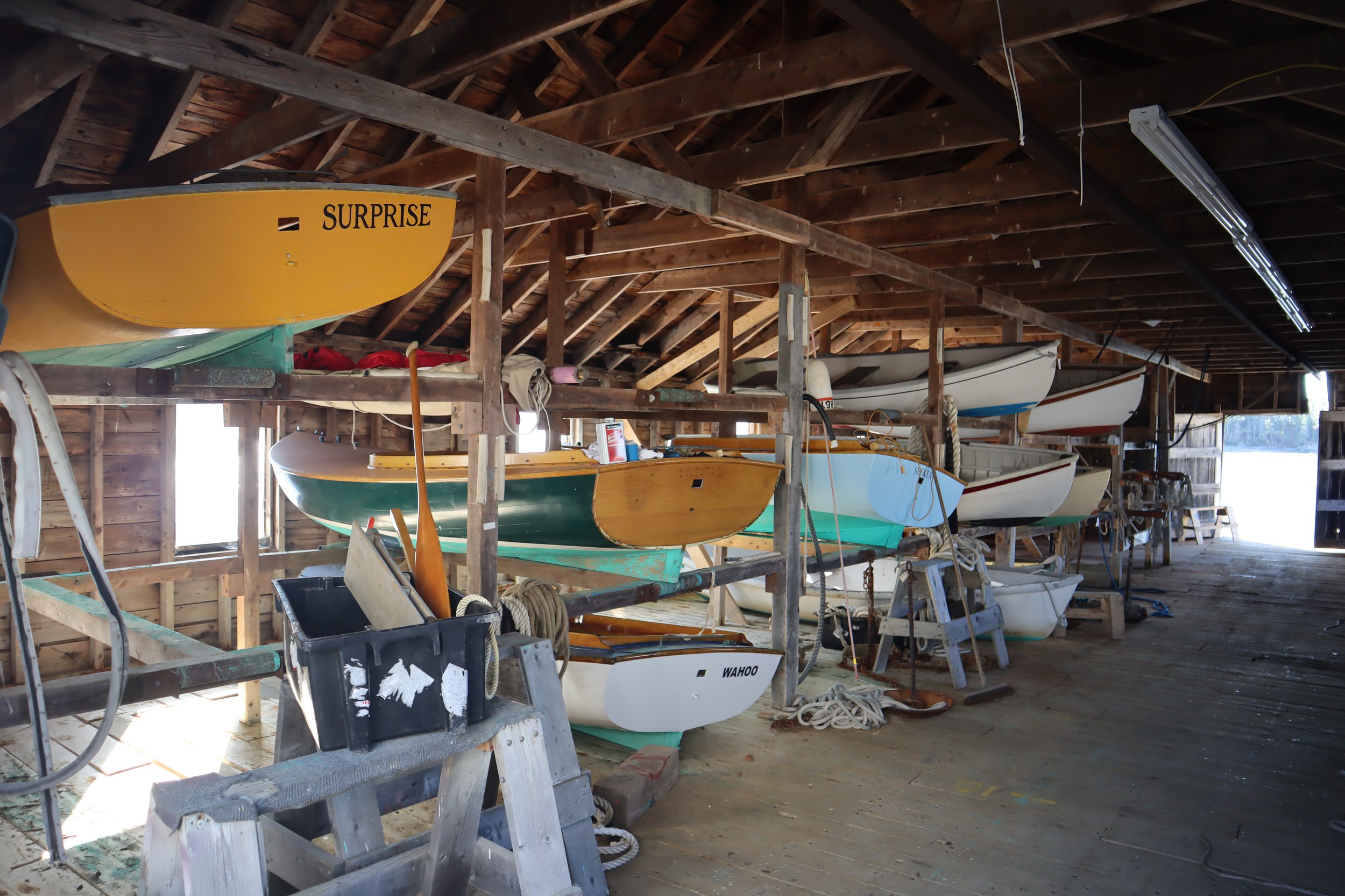 Row boat storage.