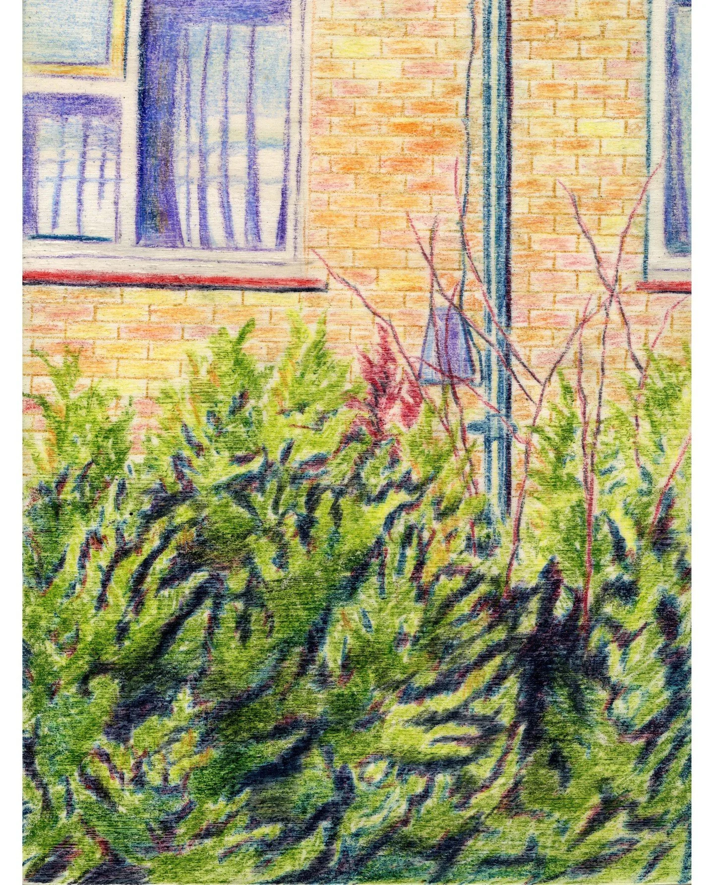 I've been spending more time with the wood panels and colour pencil. They're quite small (15 x 20cm) and feel like little tactile objects to be held.

Because they're small, the subject I've focussed on with them are corners and snap-shots of domesti