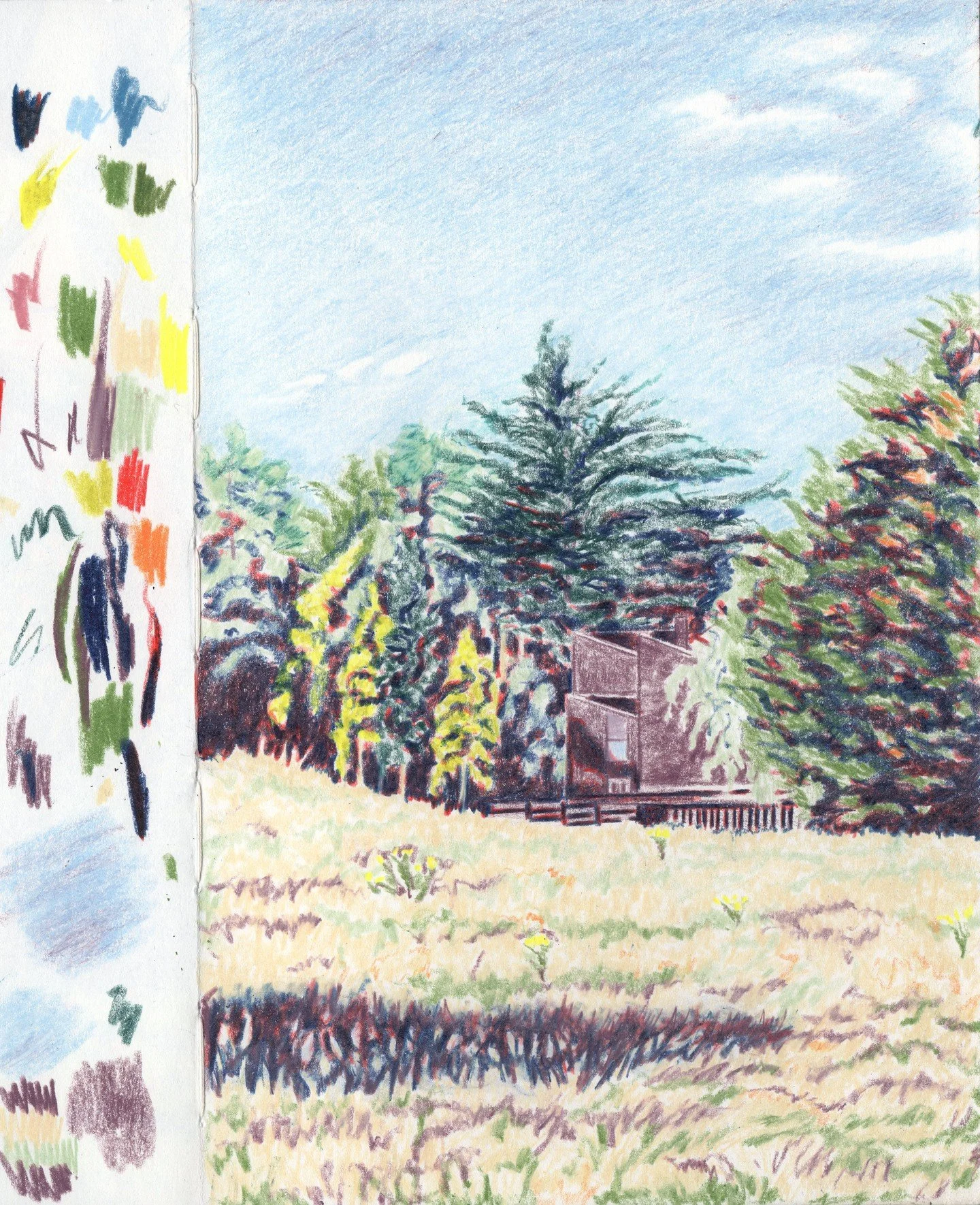 My first sketch with a newborn attached to my chest. Not quite as practical, but glad I can still do some art in the midst of sleep deprivation.

#pencilsketch #colourpencil #landscapeart #contemporarylandscape #sketchbook #crystalpalacepark