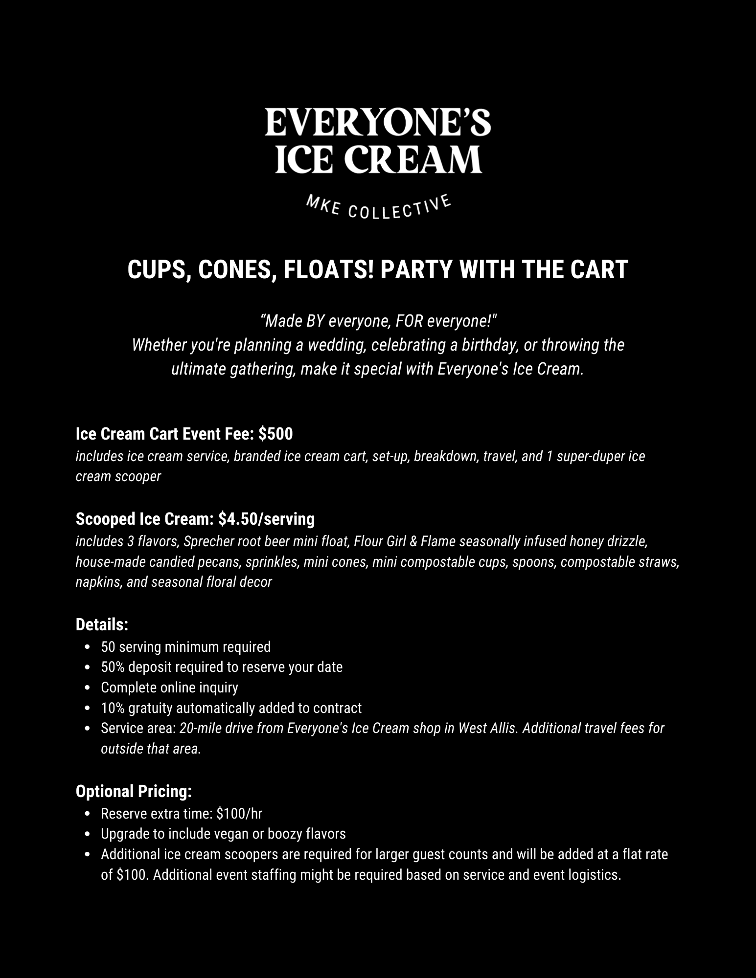 Ice Cream Catering — Everyone's Ice Cream
