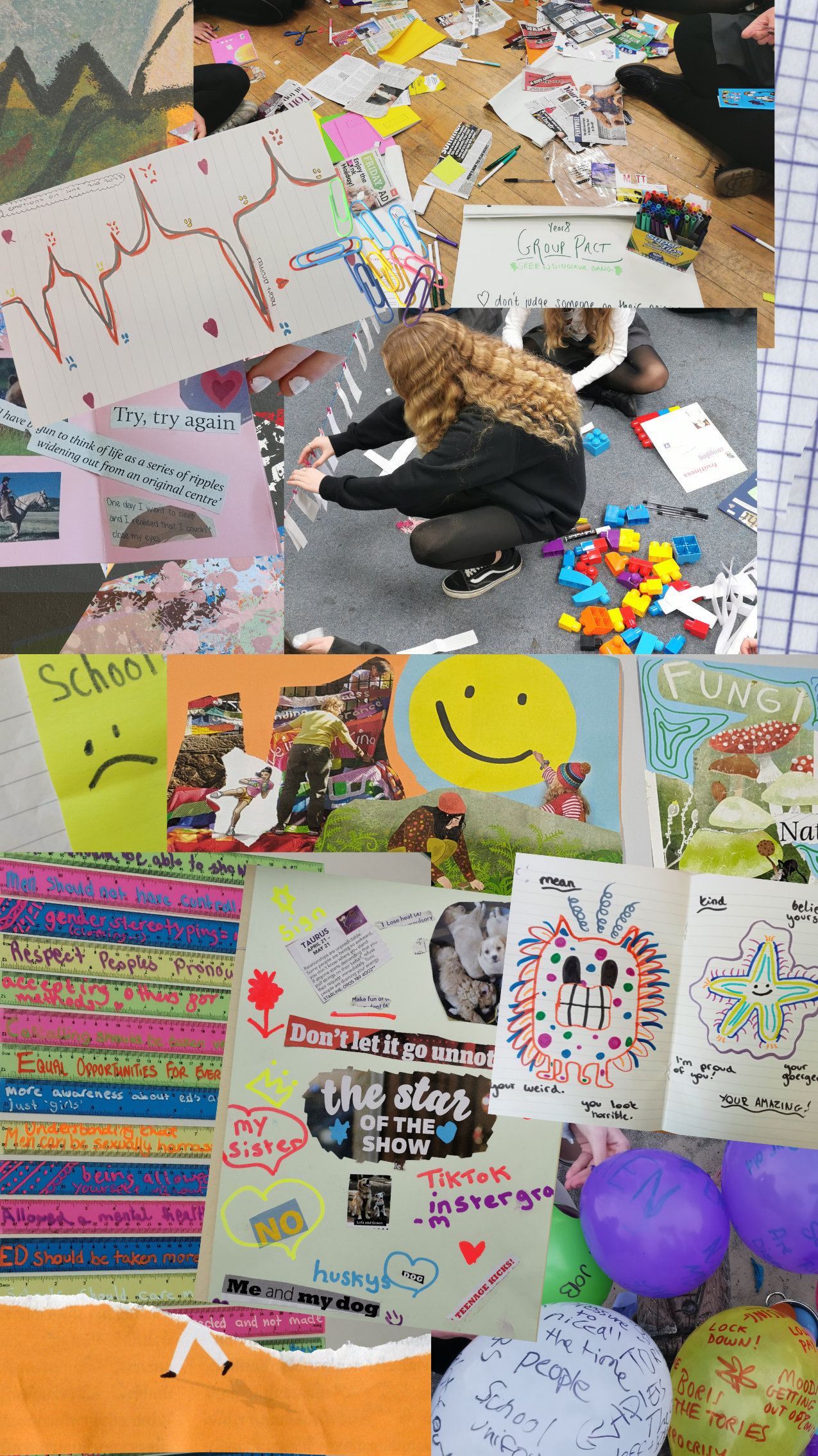 Collage of art based workshops with young people