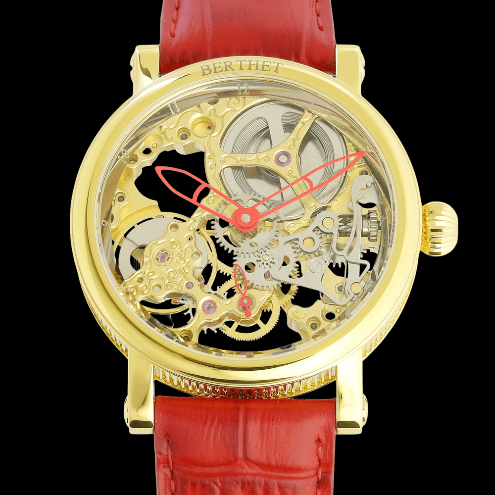 Montre De Poche Squelette Mécanique Suisse Josmar - Années 1900-1909, Boîtier Cuivre Doré - Occasion