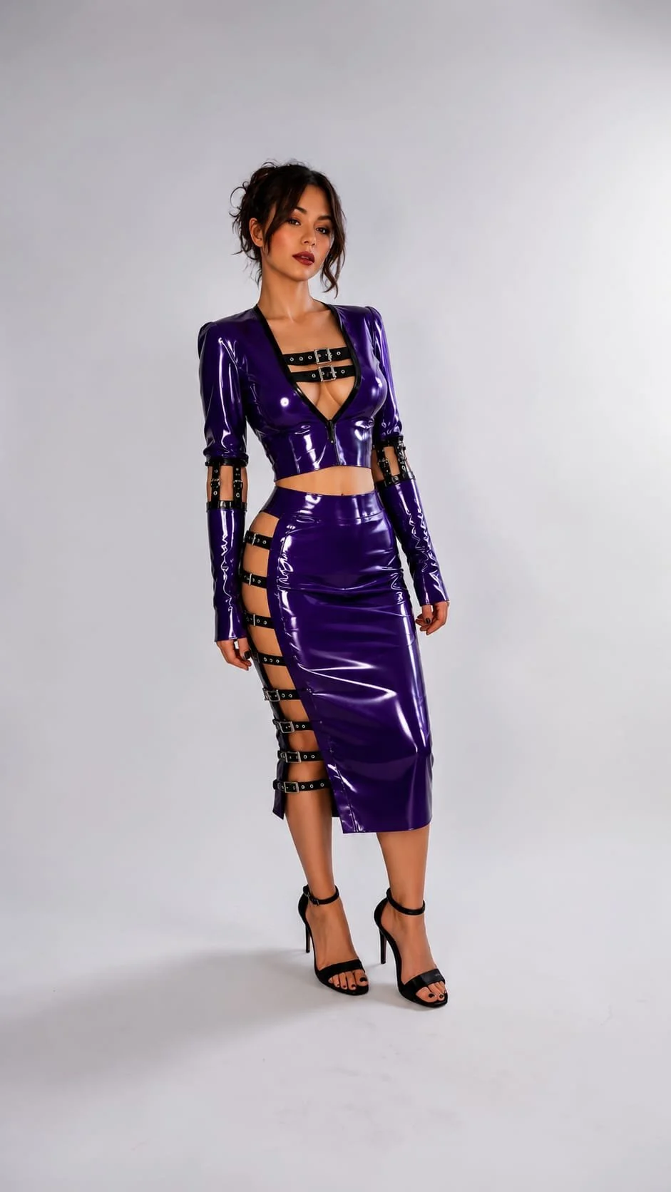 The Maika Latex Buckled Skirt