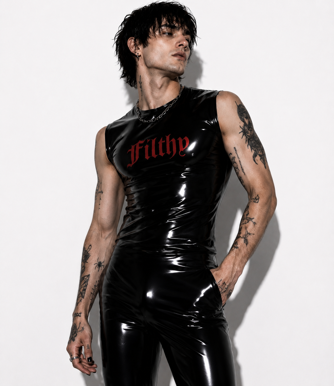 The Filthy Mens Sleeveless Latex T-Shirt