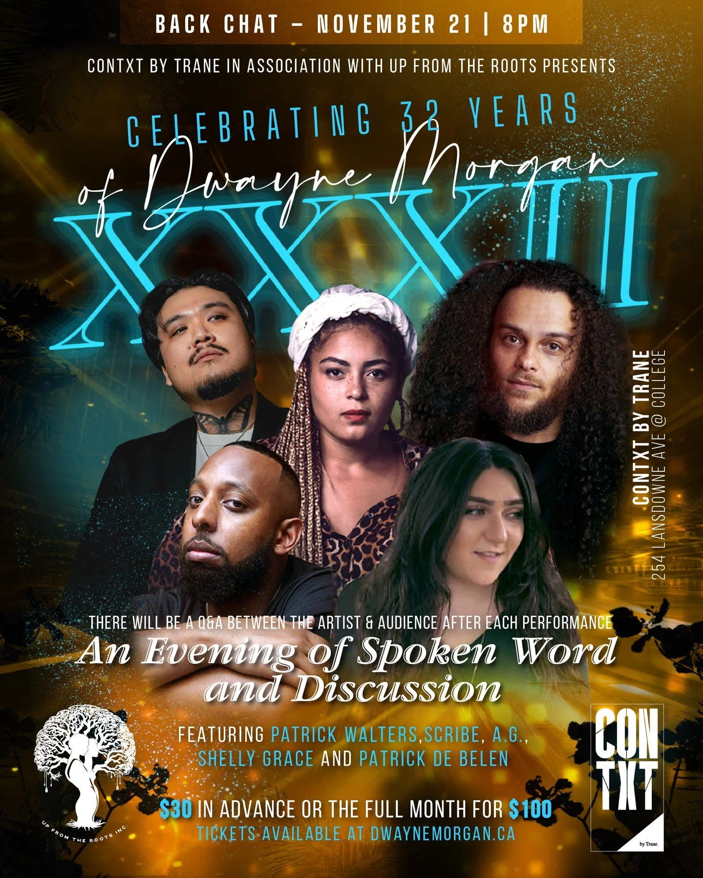 Ever wanted to ask poets about their poems, content, or process??? Got you! 

Bacl Chat goes down on November 21st, and each poet will do a q&amp;a after their performance. 

Hear from @patrick_debelen @patrickcwalters @shellymgrace @a.g.poet and @th