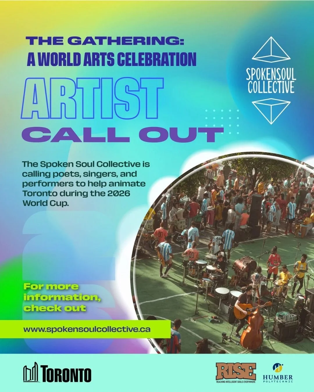 Thank you to everyone who has been passing the info along for our World Cup arts initiative. 

We&rsquo;ll be holding auditions in Scarborough this Saturday, and at Humber College Lakeshore on the 19th

Interested people can email spokensoulto@gmail.