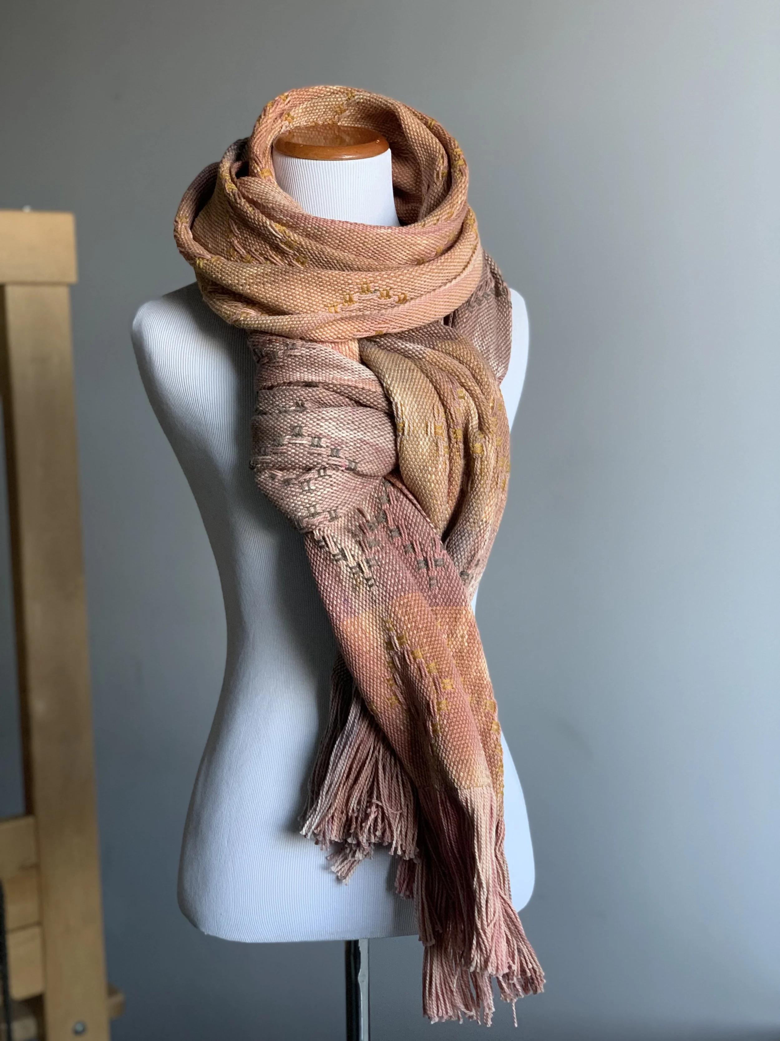 Rose Huck Scarf - 2.4m thick super wash merino/cashmere/silk