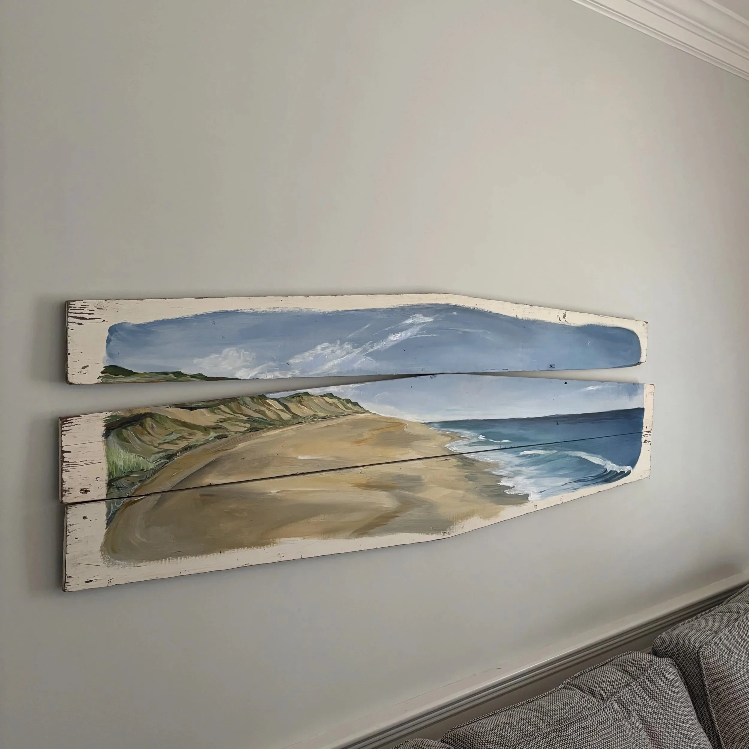 'Shore Perspectives', acrylic on wood, 2025