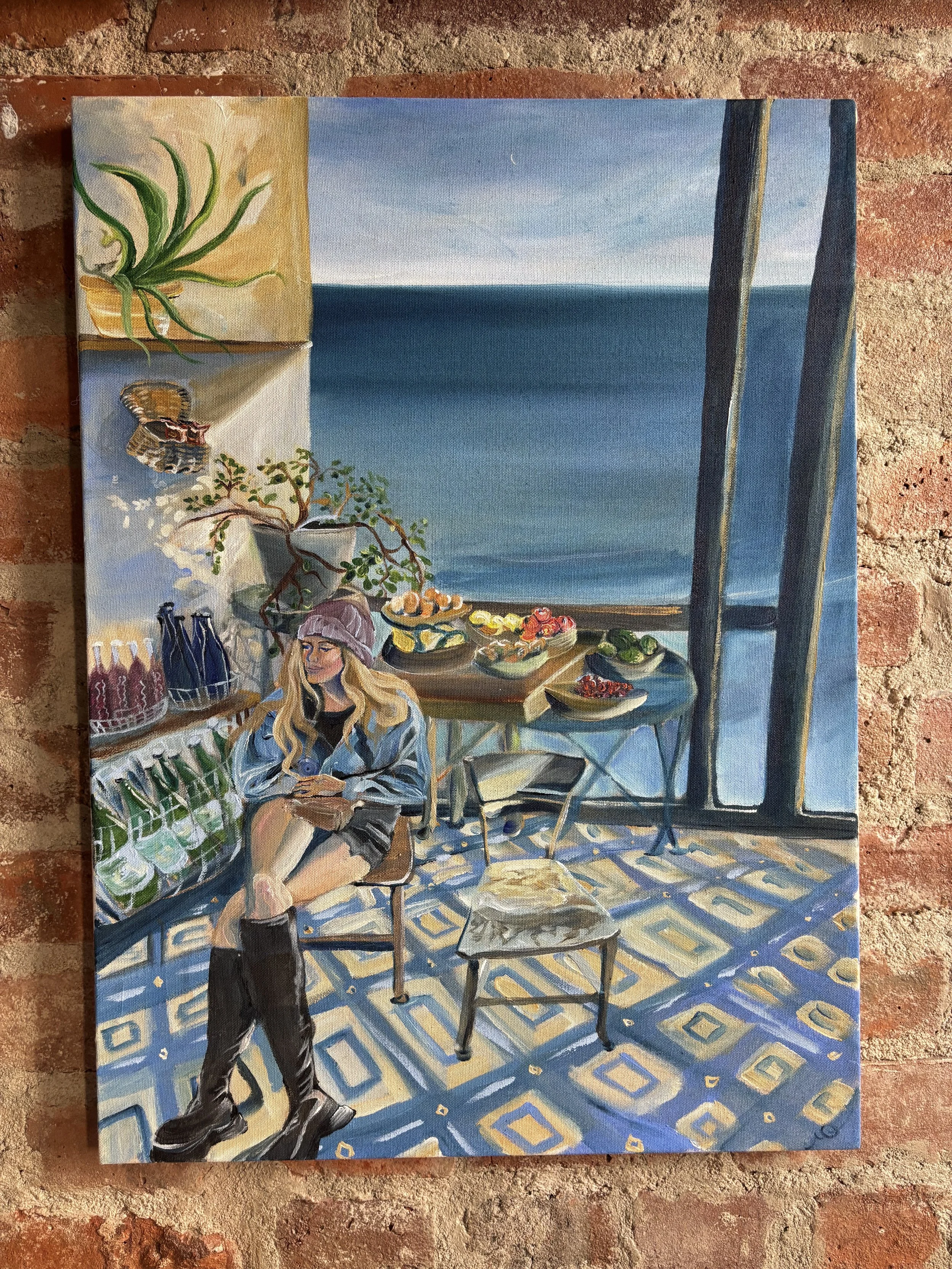'Greer at the General Store' , acrylic on canvas, 2025