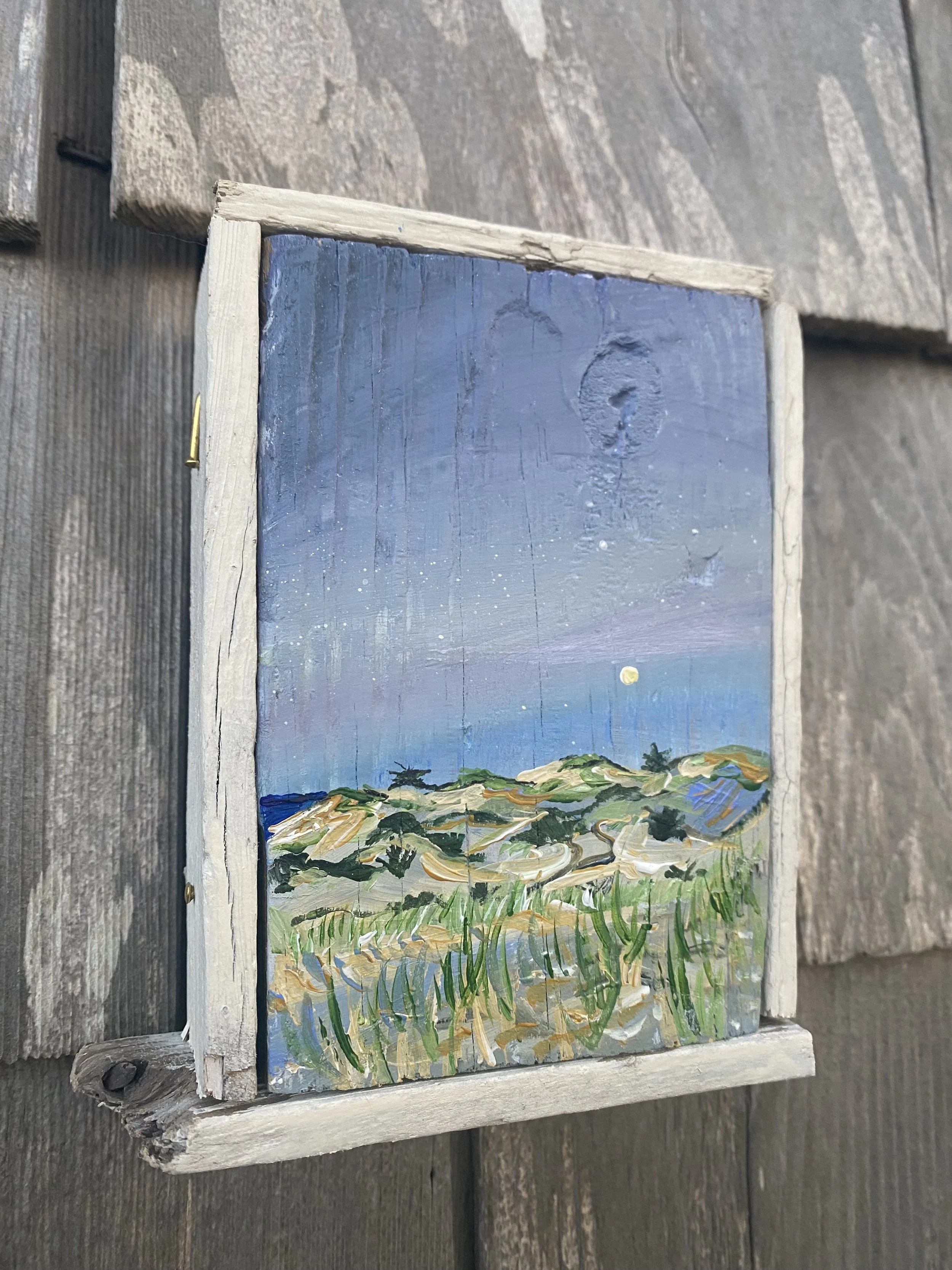 Dunes at Dusk, acrylic on wood, 2023