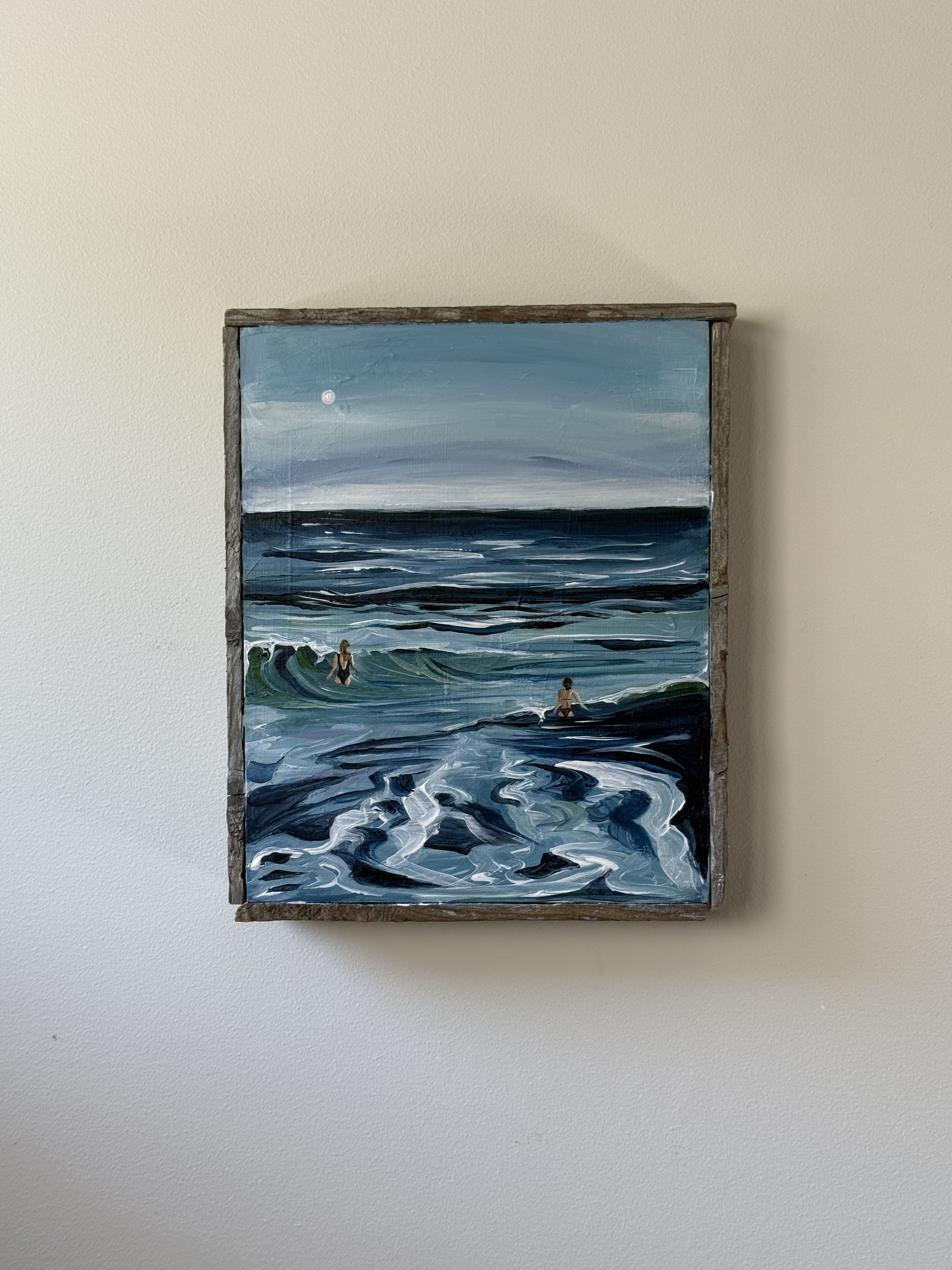 'Fire Island Fools', acrylic on wood, 2026