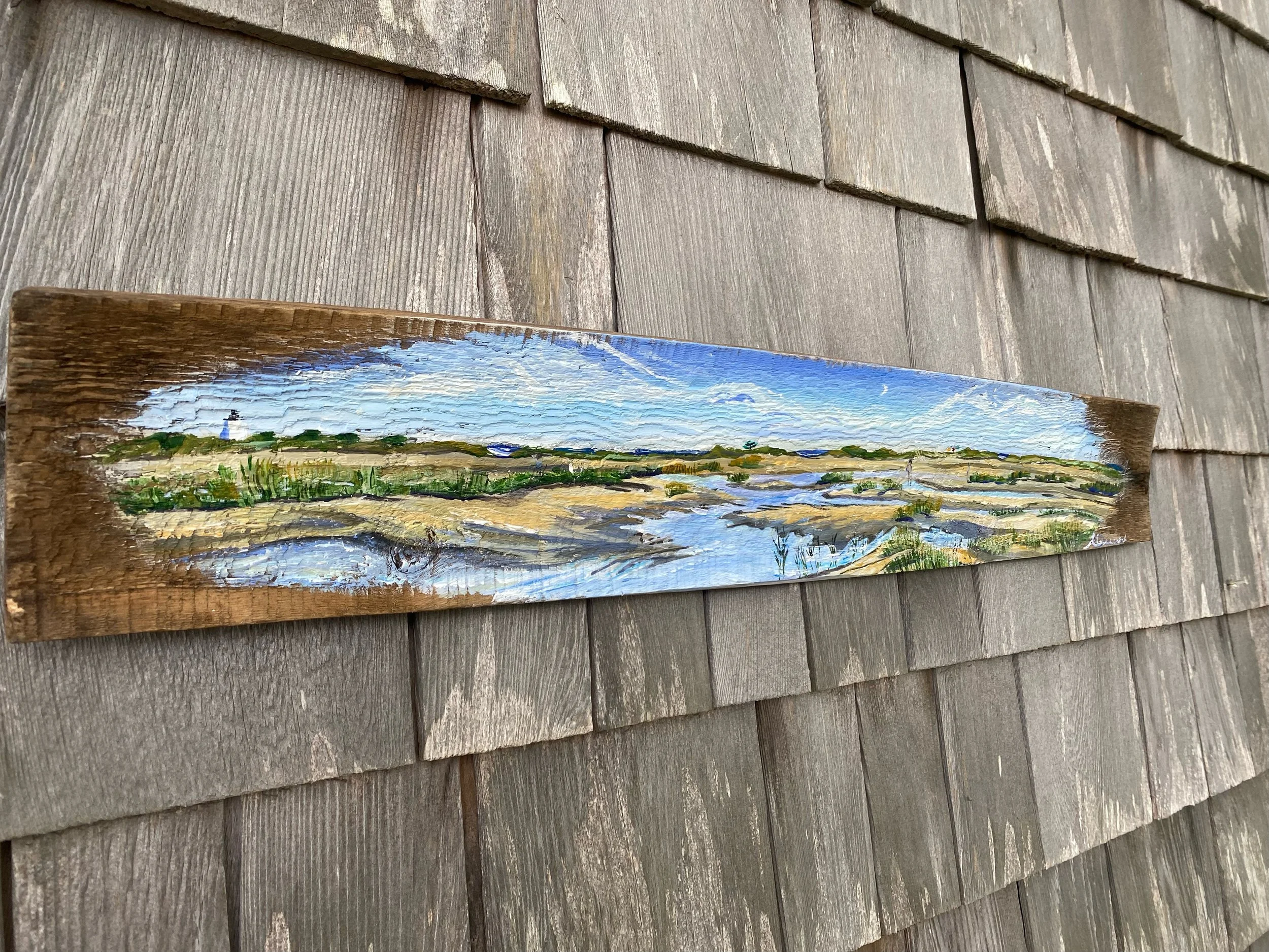 Provincetown painting on driftwood