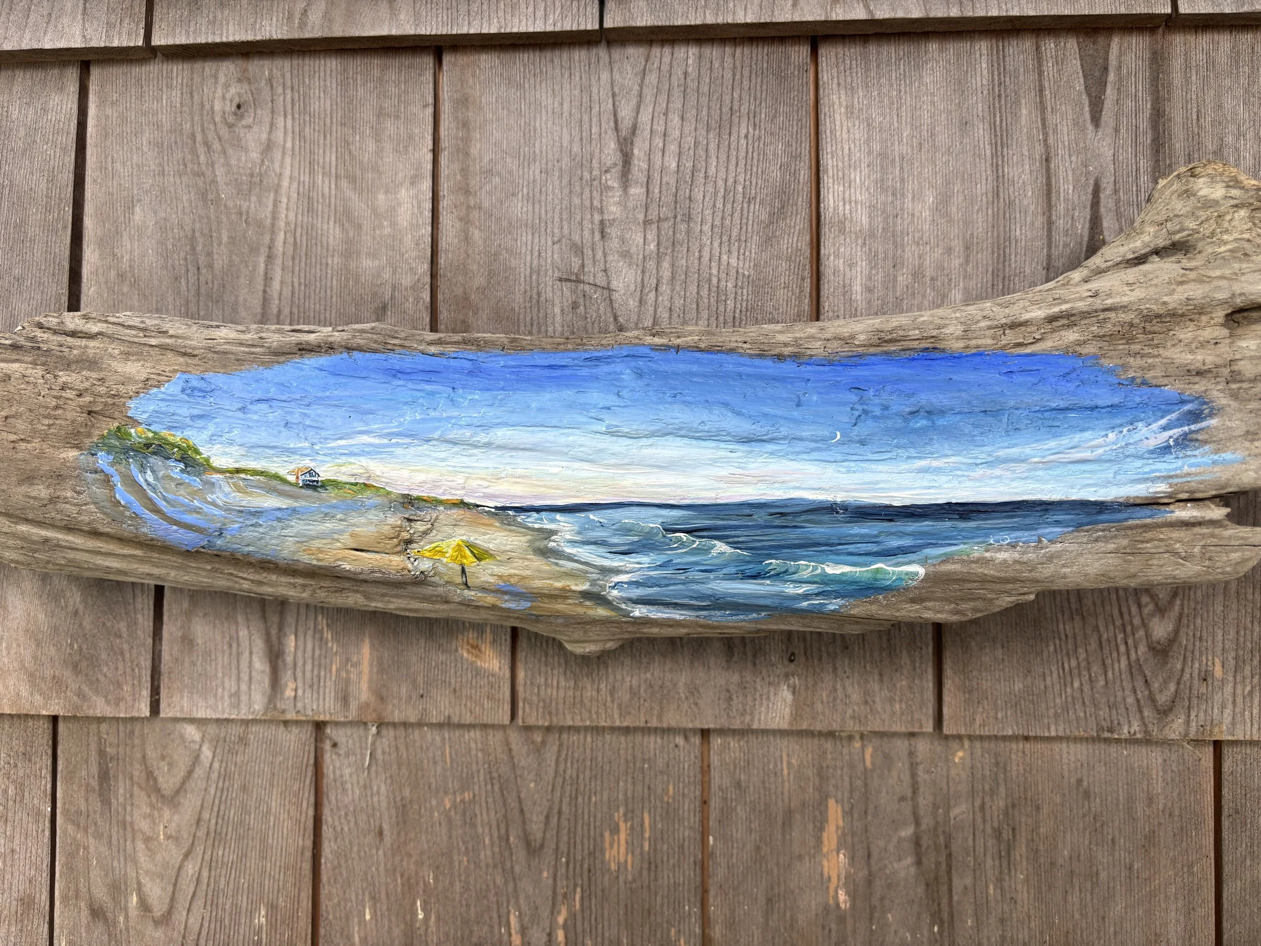 Lecount Love, acrylic on driftwood, 2024