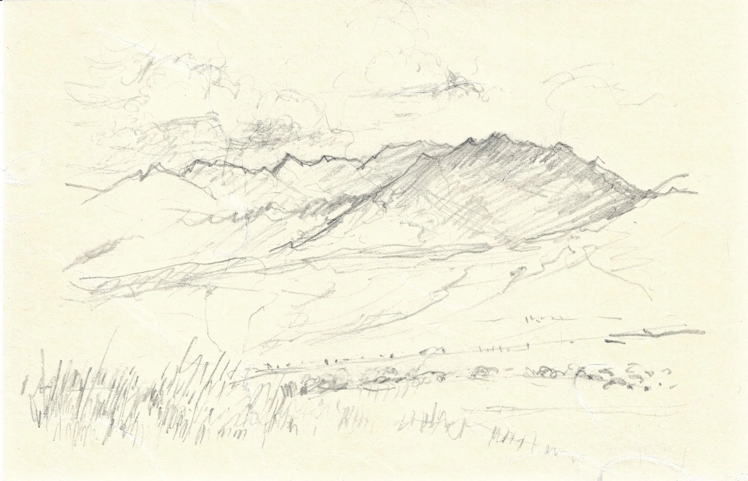 
Absarokas, Paradise Valley | MT, pencil on kozo paper, 2025