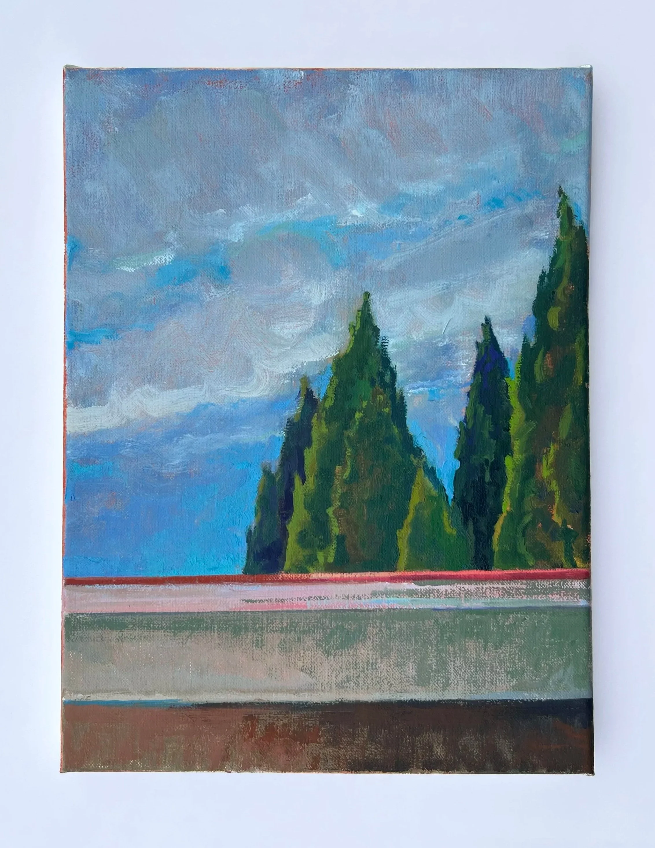 Cypress Trees | Beltaine, oil on linen, 12 in x 9 in, 2025