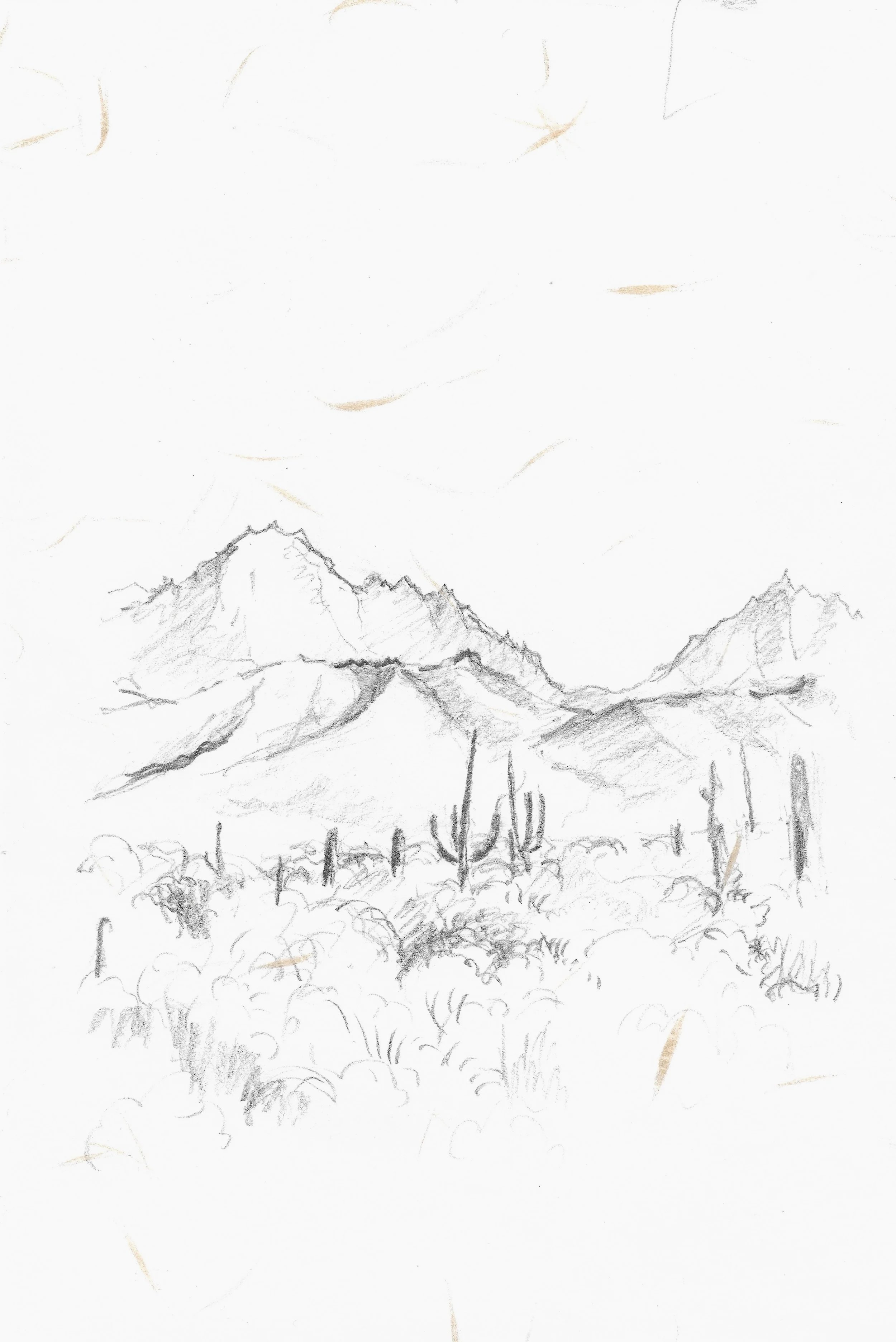 Catalinas | Tucson, AZ, pencil on kozo paper, 2025