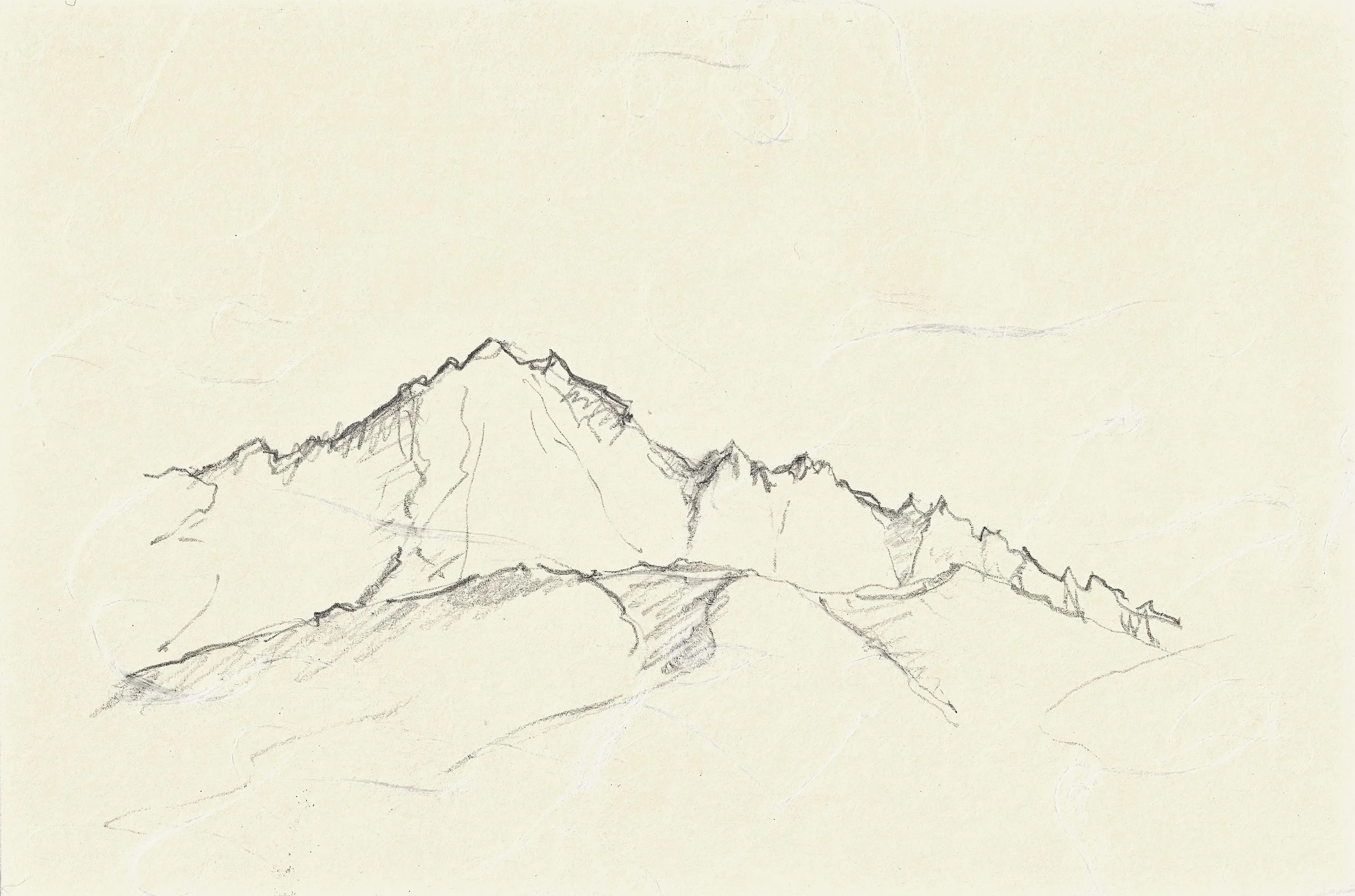 Santa Catalina Peaks | Tucson, AZ, pencil on kozo paper, 2025
