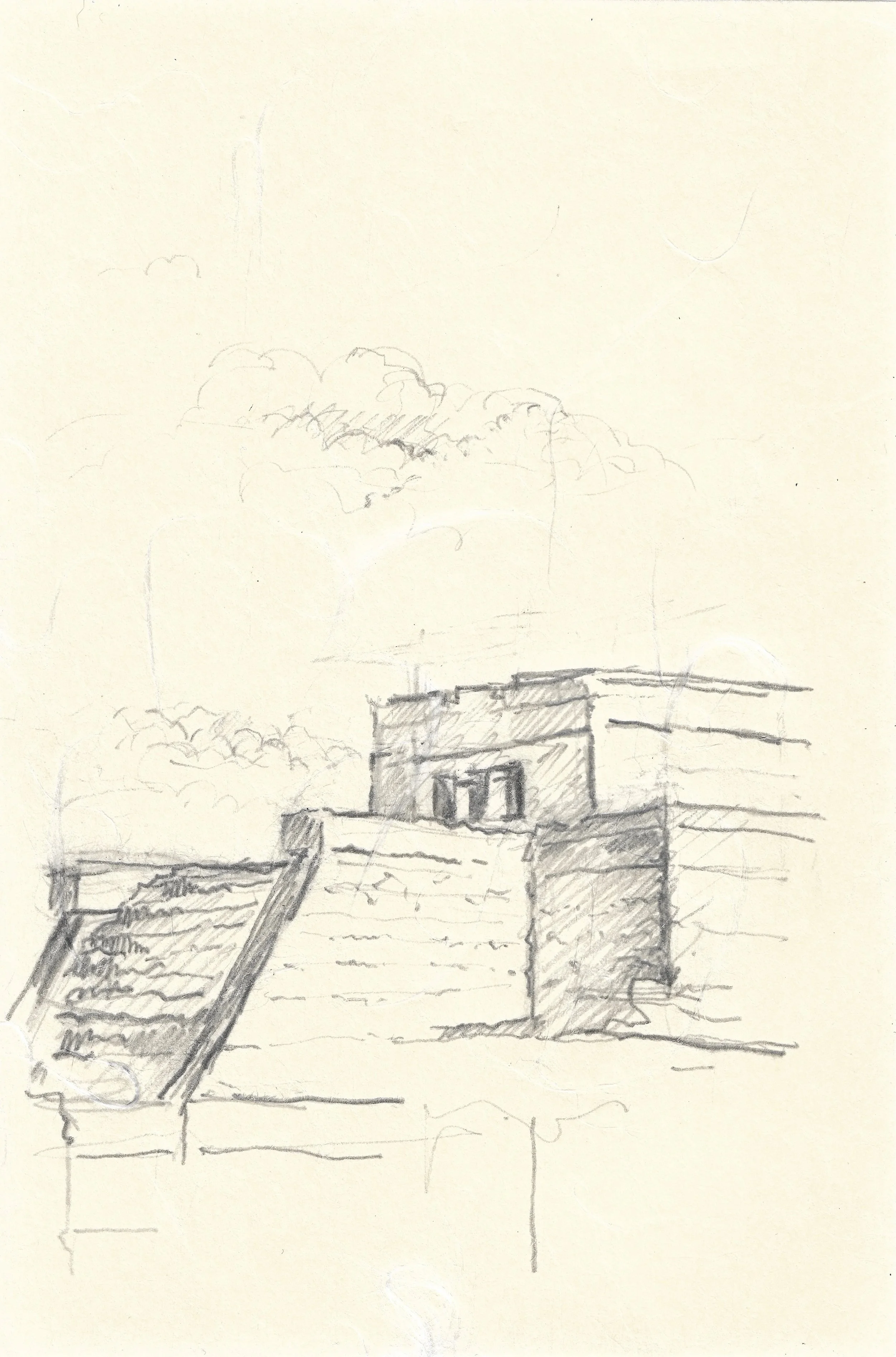 El Castillo | Tulum Ruins, Mexico, pencil on kozo paper, 2026