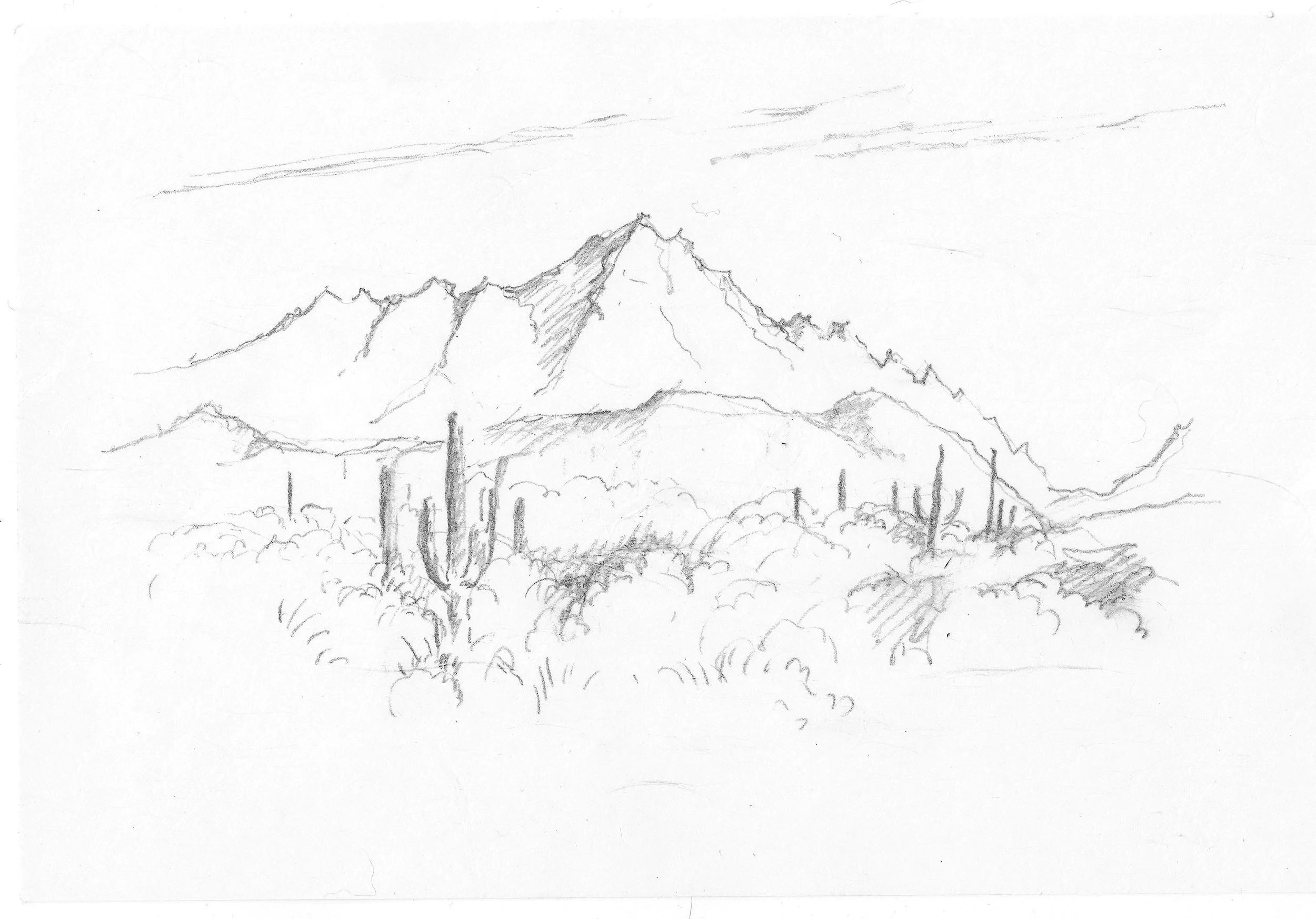 Catalinas | Tucson, AZ, pencil on kozo paper, 2025