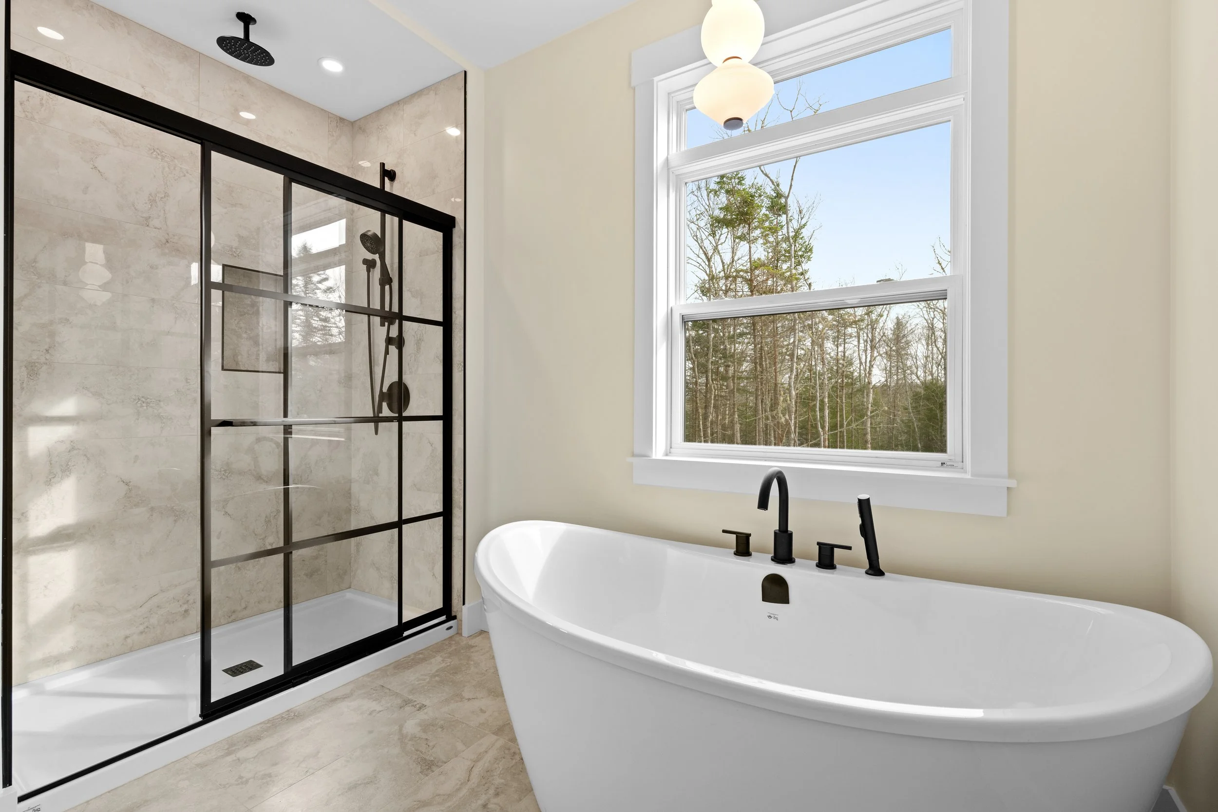 Soaker tub and large custom shower