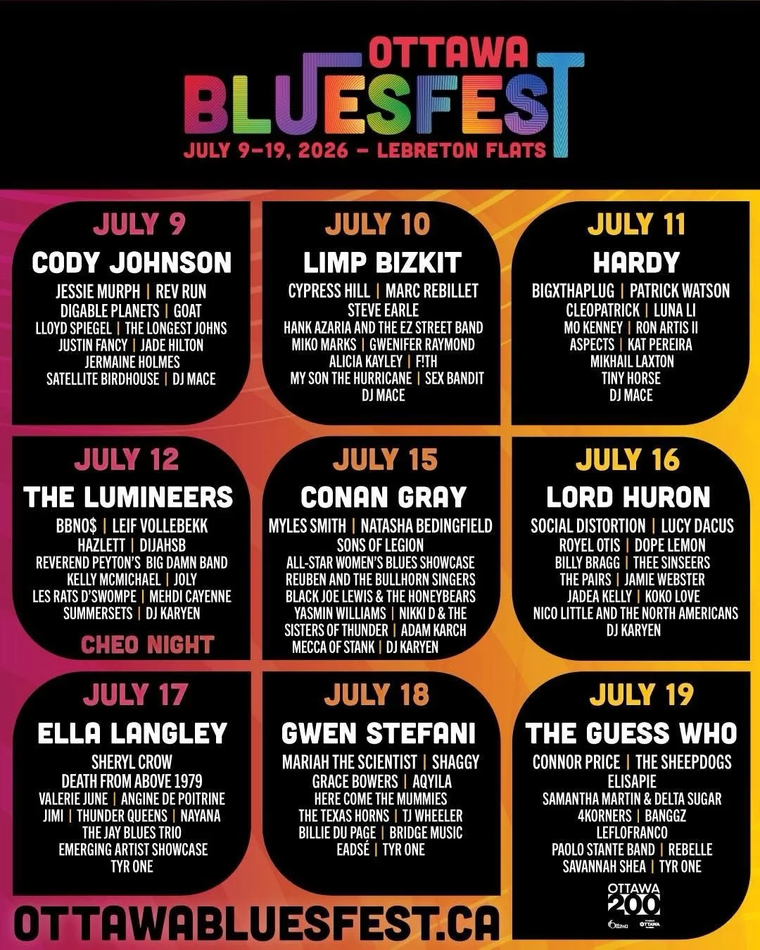 we are very excited to be playing @ottawabluesfest on July 12th with @thelumineers and @leifvollebekk, see ya in the summer.🌻
